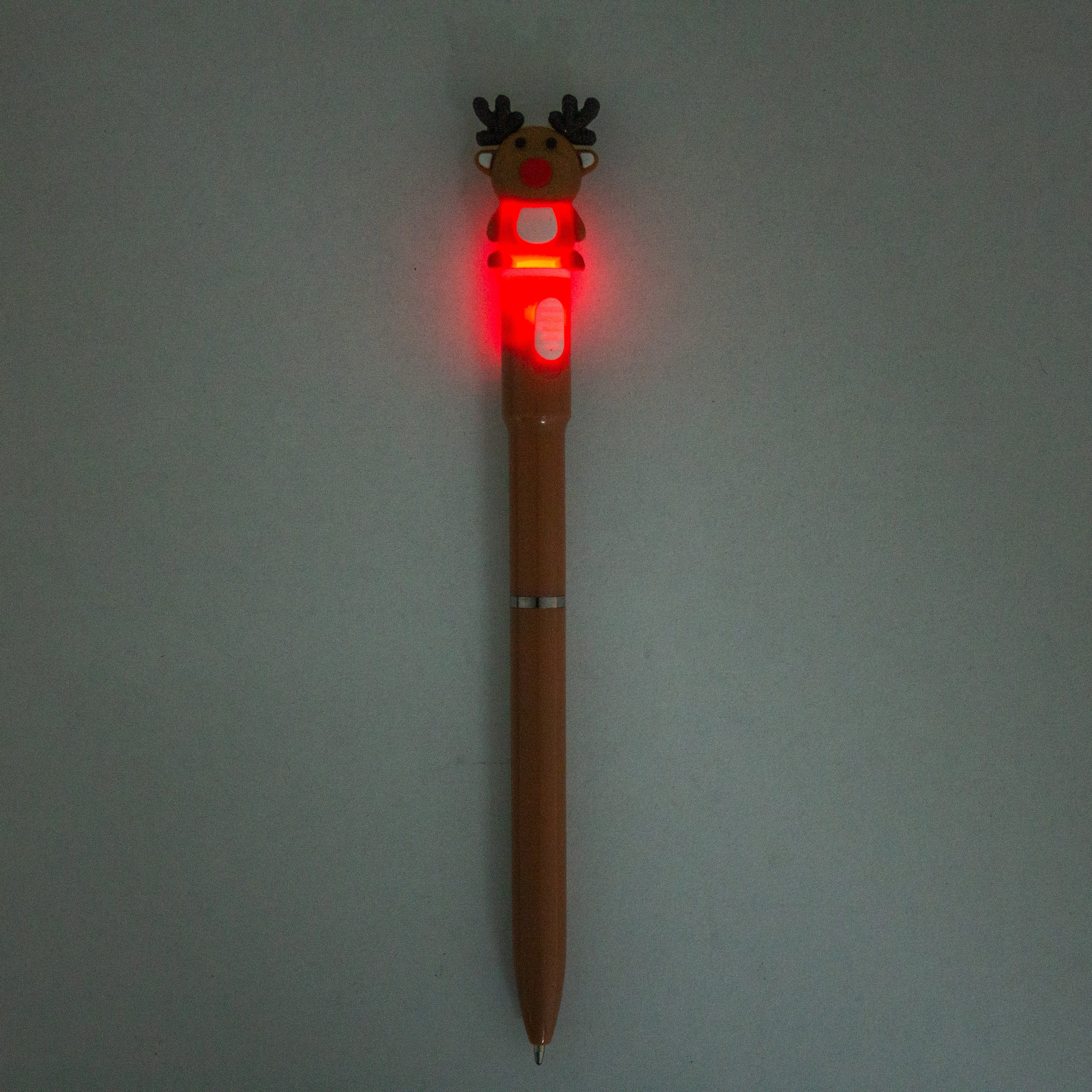 Christmas Reindeer Light up Blue Ballpoint Pen 0.7mm Tip 1pc