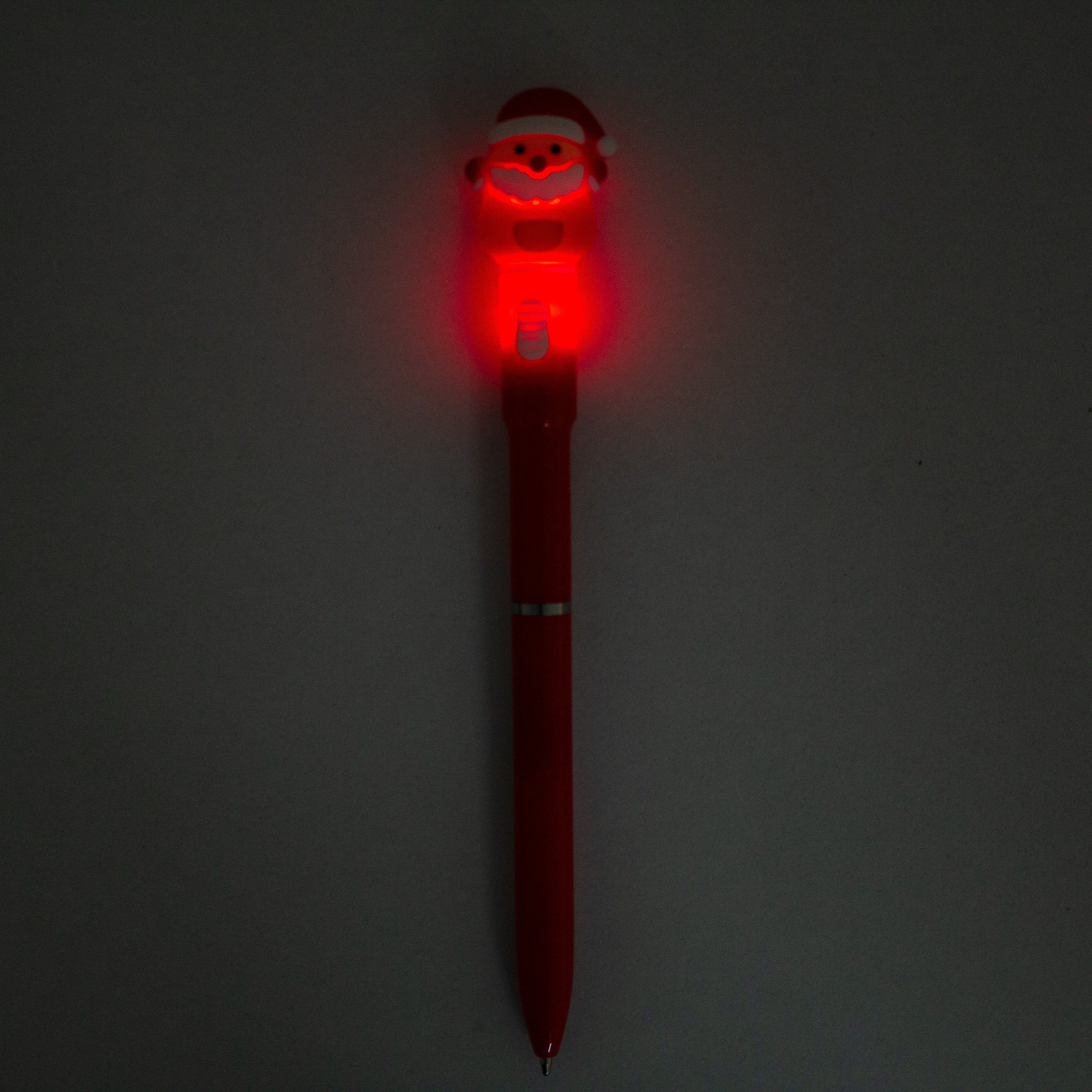 Christmas Santa Light up Blue Ballpoint Pen 0.7mm Tip 1pc