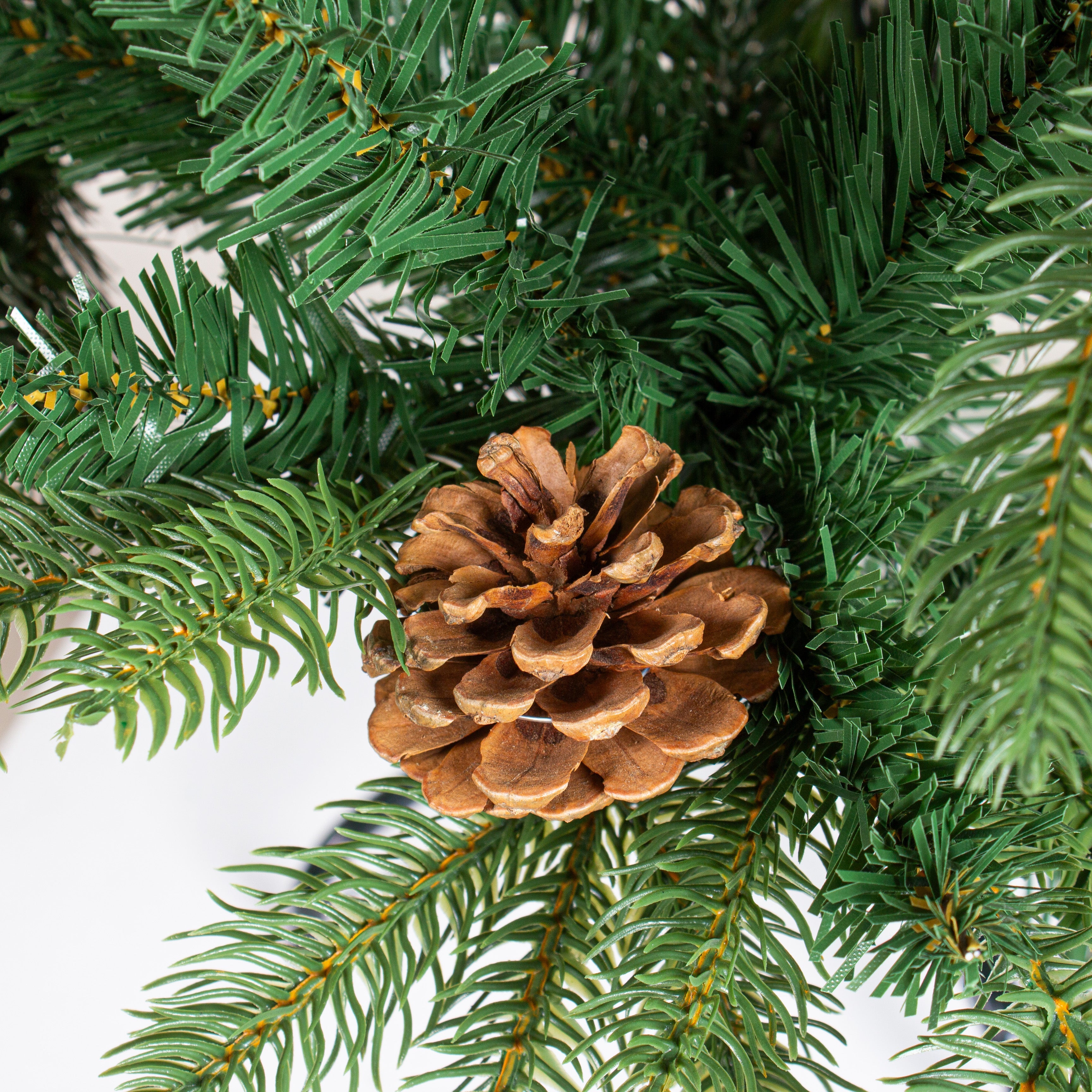 6 Feet - Christmas Deluxe Realistic Tree with Metal Stand Pine Cones & Red Berries (180cm) 1pc  (Ornaments Combo)