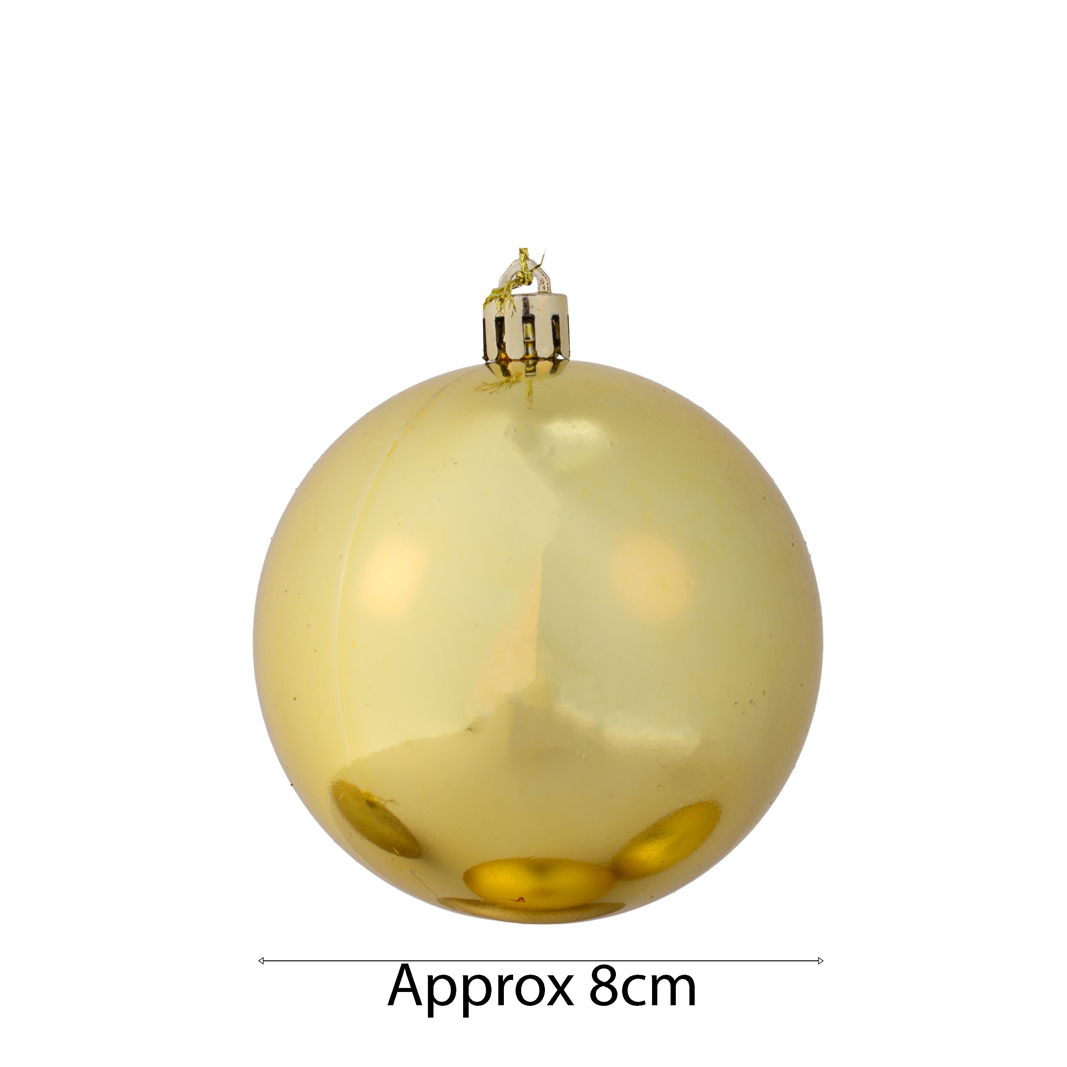 Christmas Decoration Matte Finish, Glitter Bauble Big Gold 8cm 6pcs
