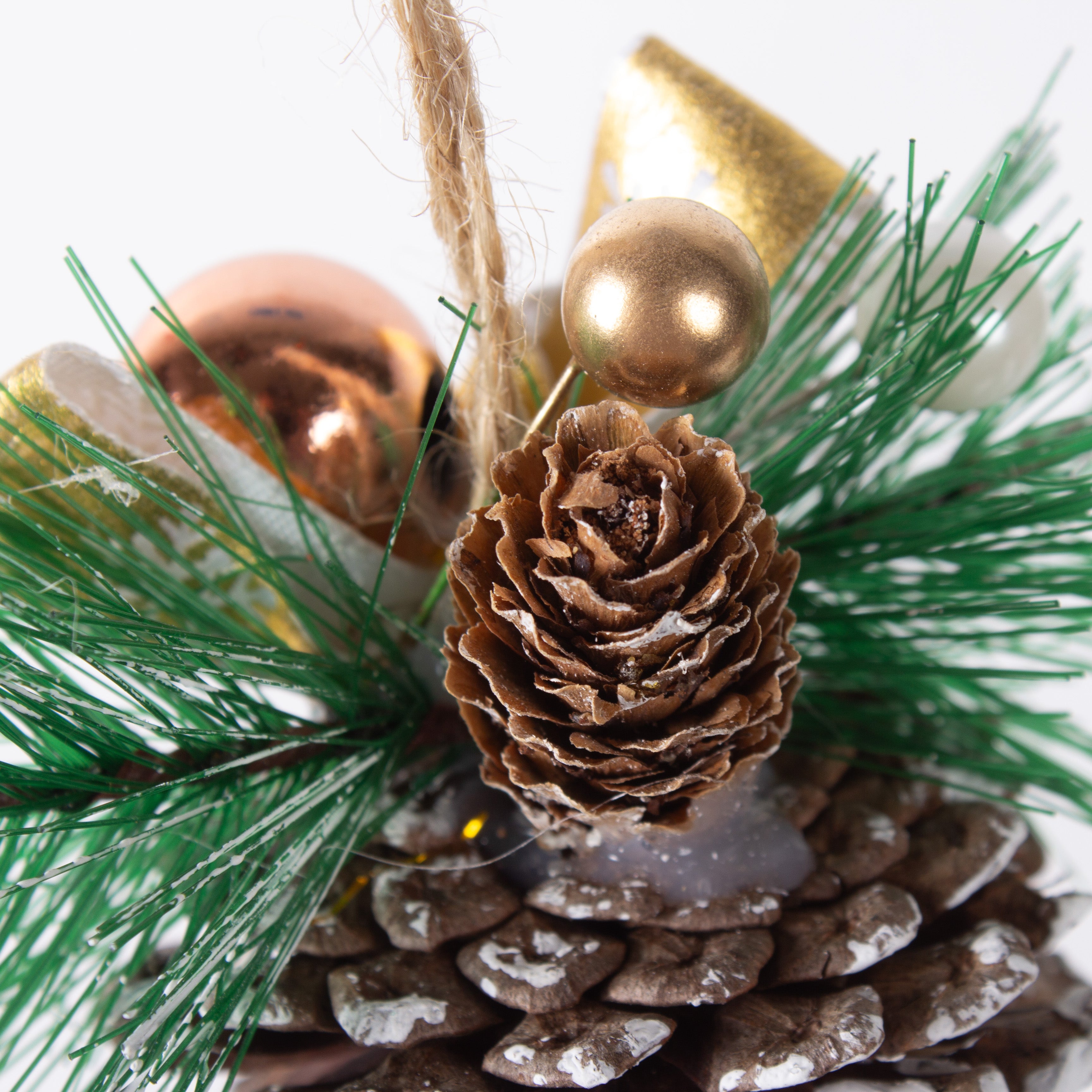 Christmas Decoration Snowy Pine Cone Hanging 10cm 1pc