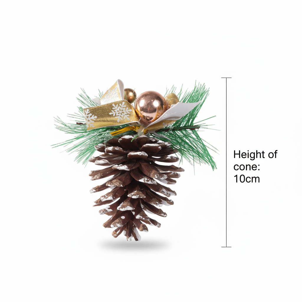 Christmas Decoration Snowy Pine Cone Hanging 10cm 1pc
