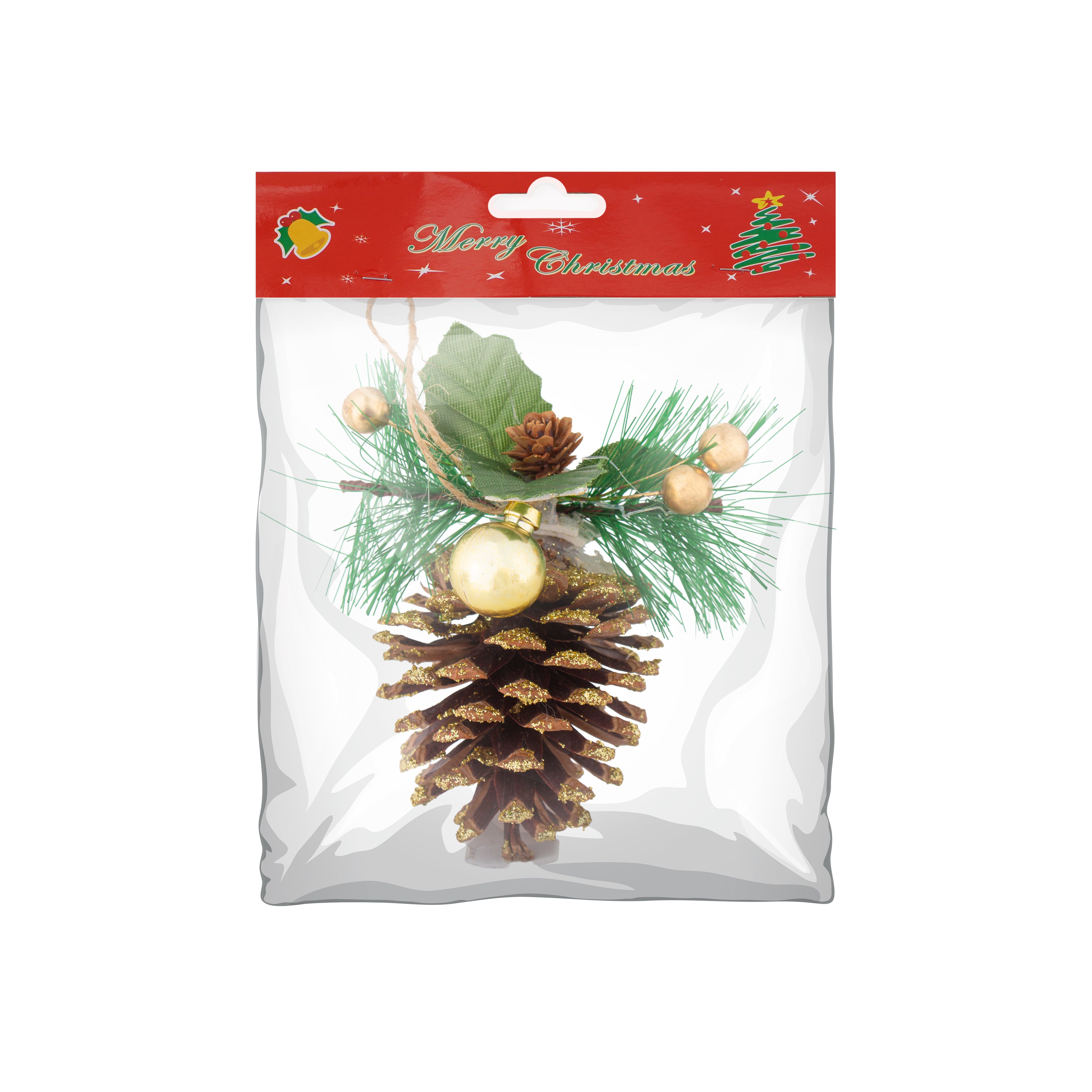 Christmas Decoration Glitter Pine Cone Hanging 10cm 1pc