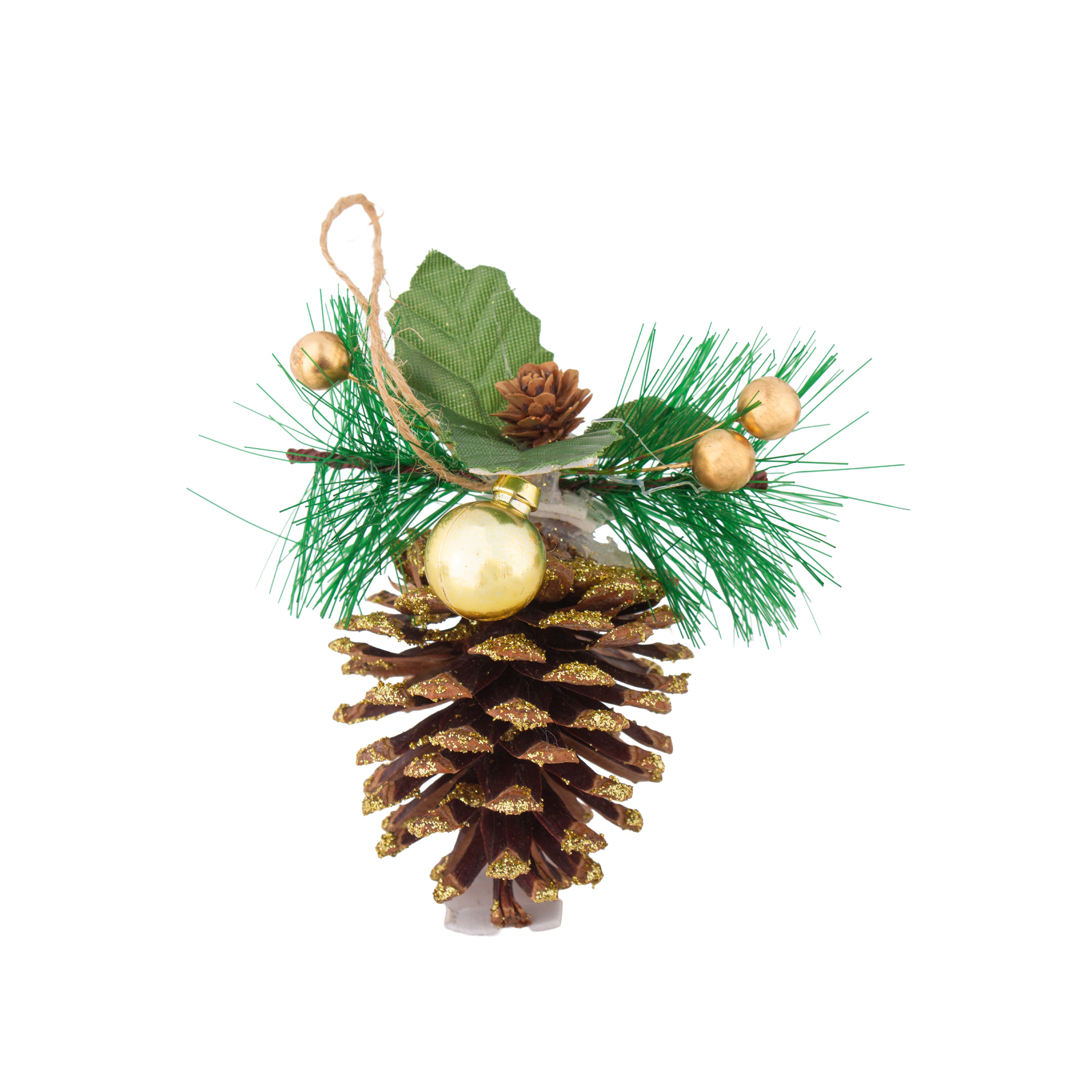 Christmas Decoration Glitter Pine Cone Hanging 10cm 1pc
