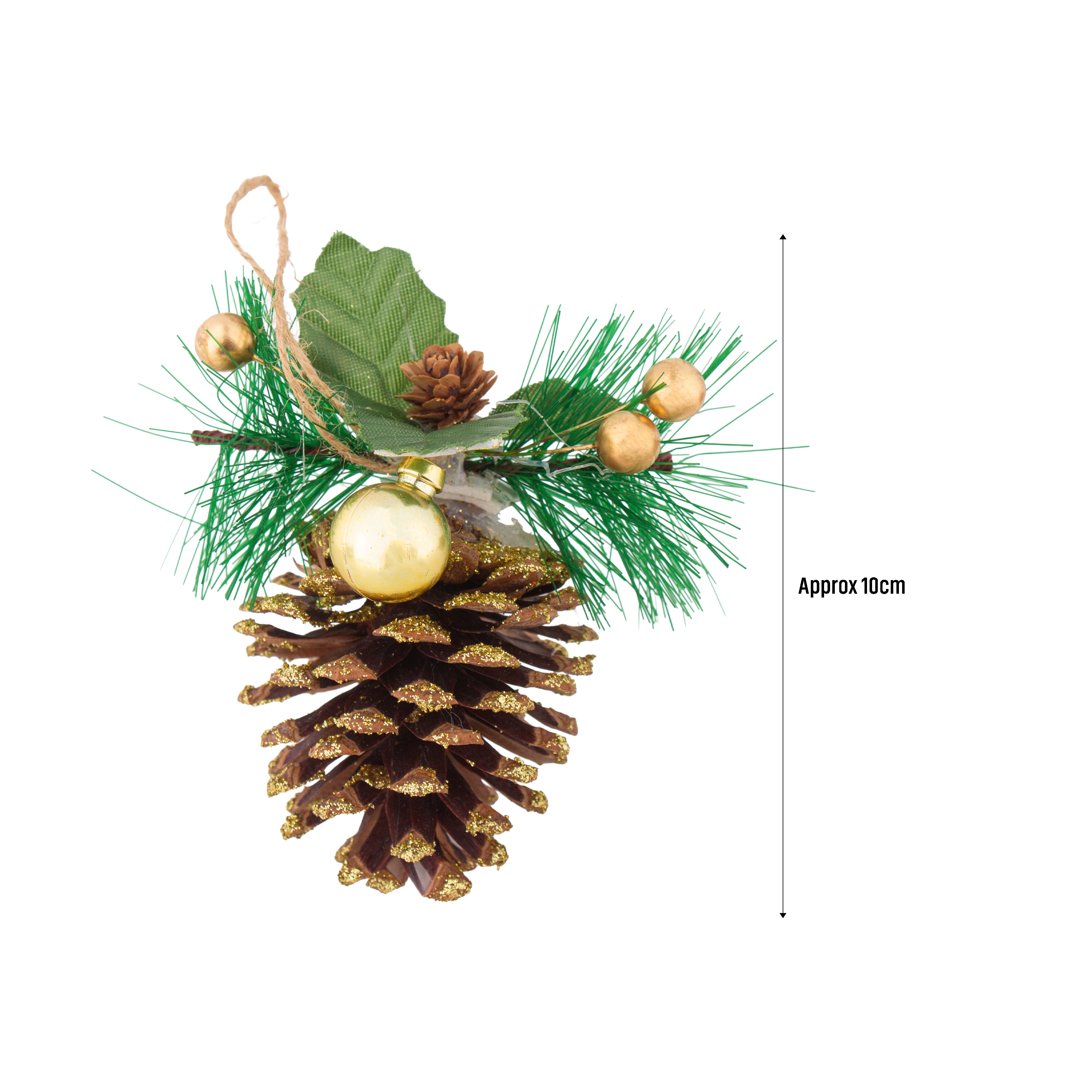 Christmas Decoration Glitter Pine Cone Hanging 10cm 1pc