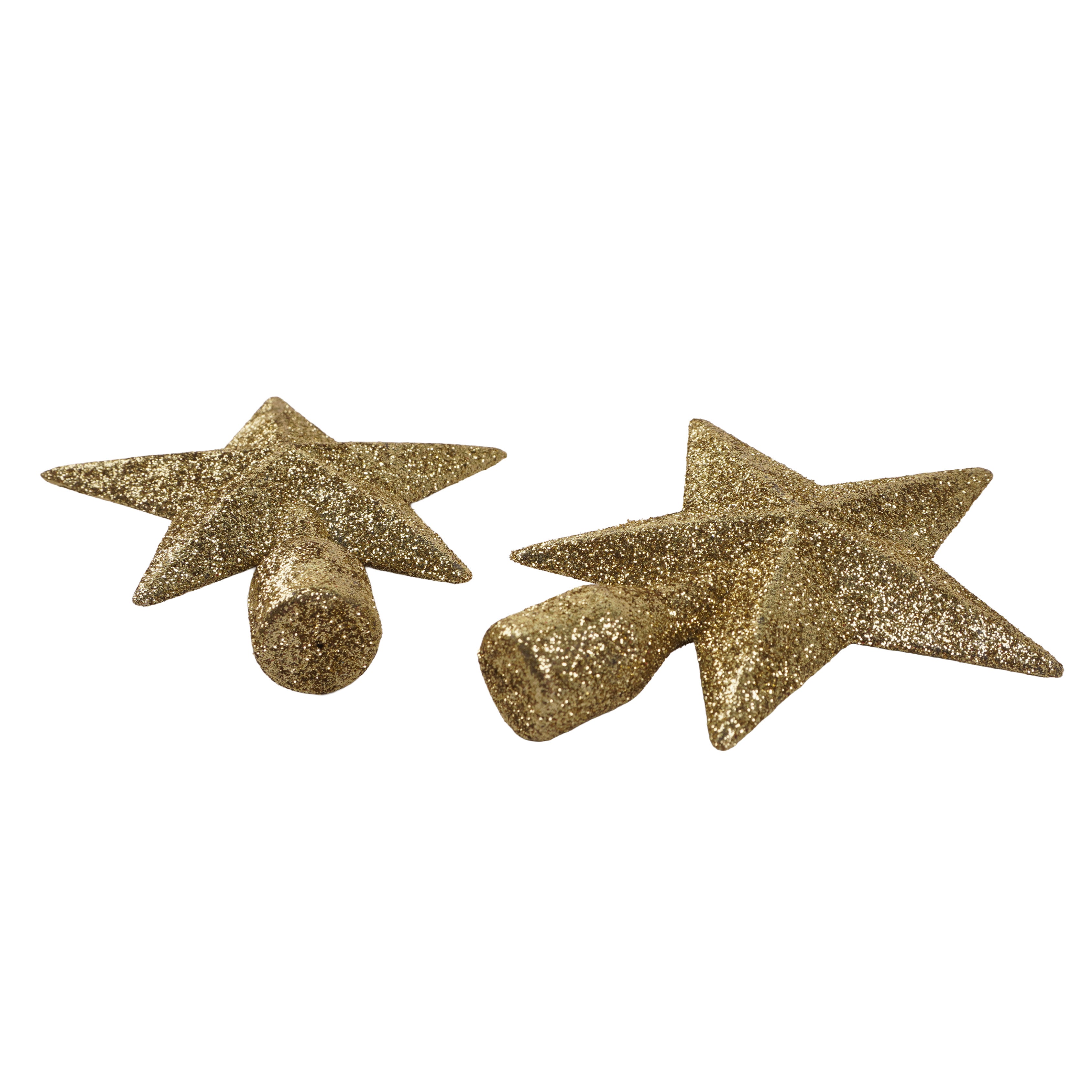 Christmas Tree Topper Gold Glitter Star Small 10cm 2pcs