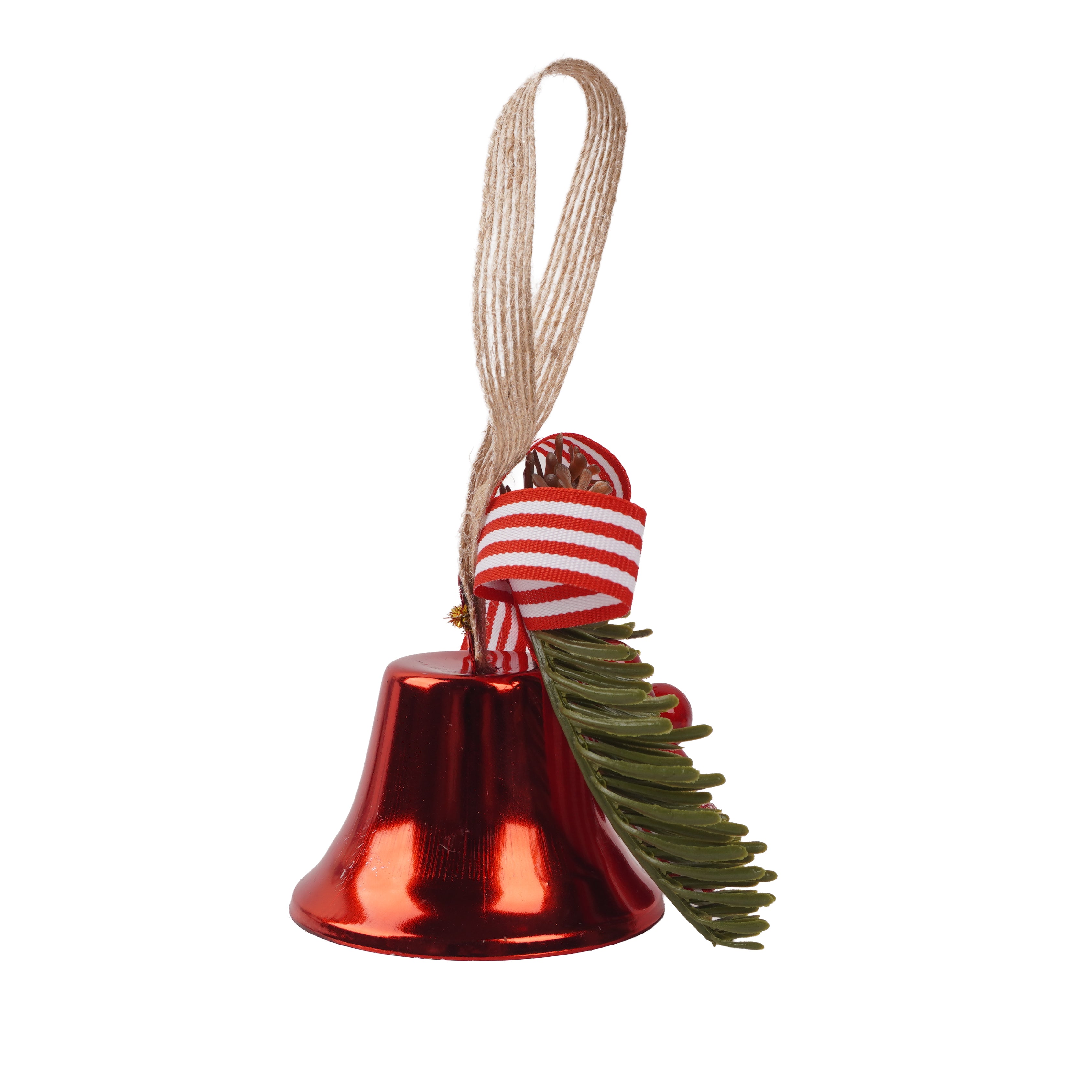 Christmas Decoration Hanging Bell with Holly Berry Red 6.5cm 1pc