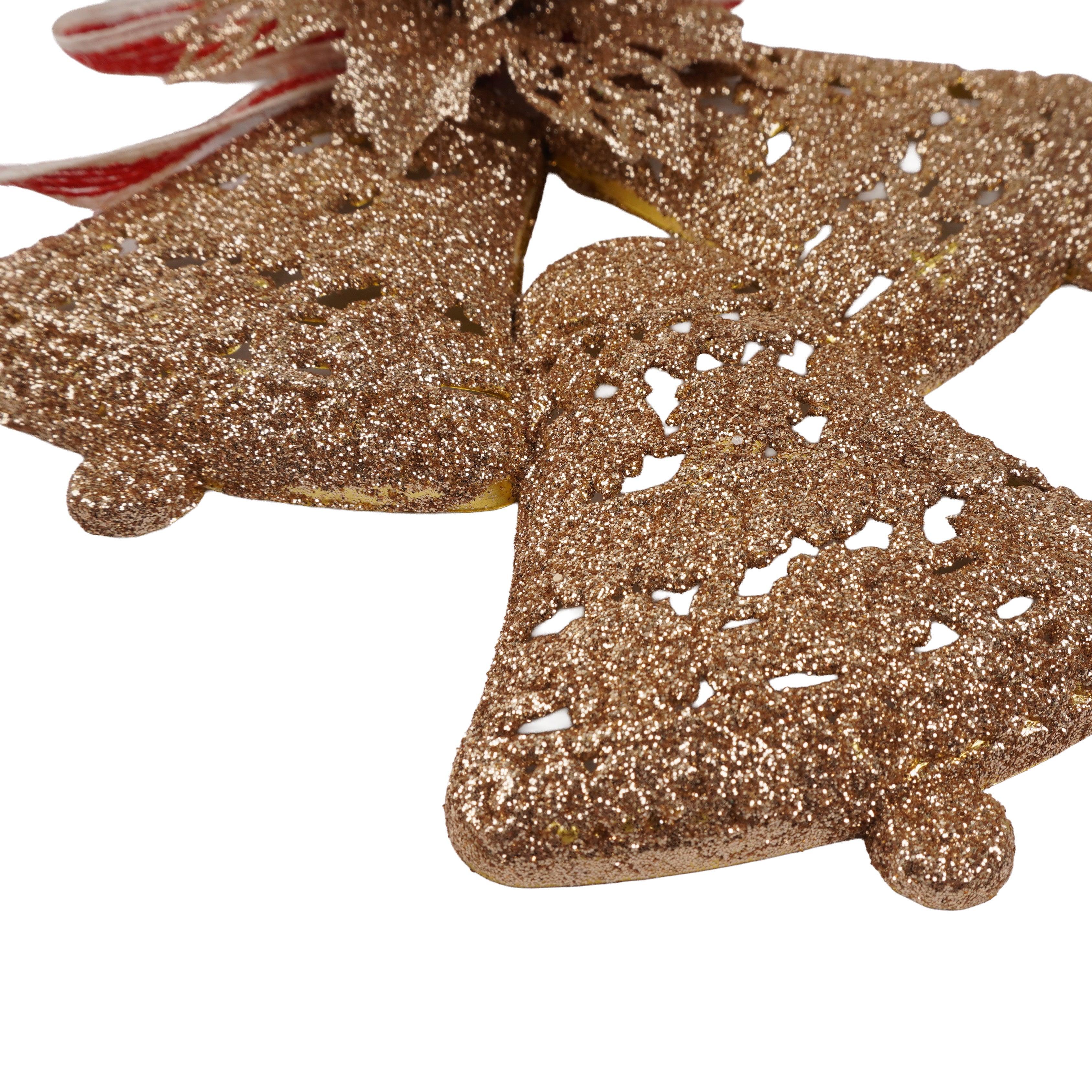 Christmas Decoration Wall Hanging Jingle Bell Gold Glitter 23 X 16cm 1pc