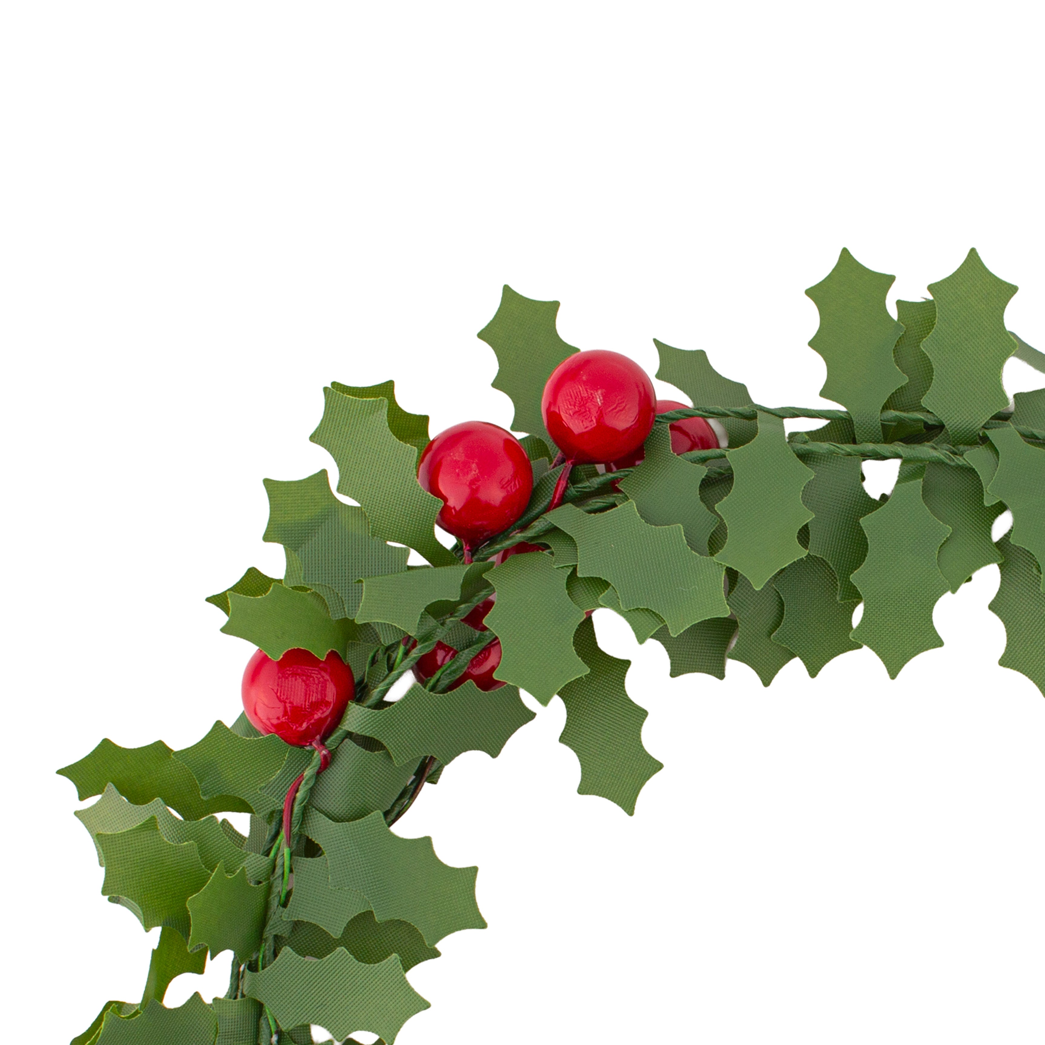 Christmas Holly Leaf Garland with Berries Wired Green 3cm 1pc