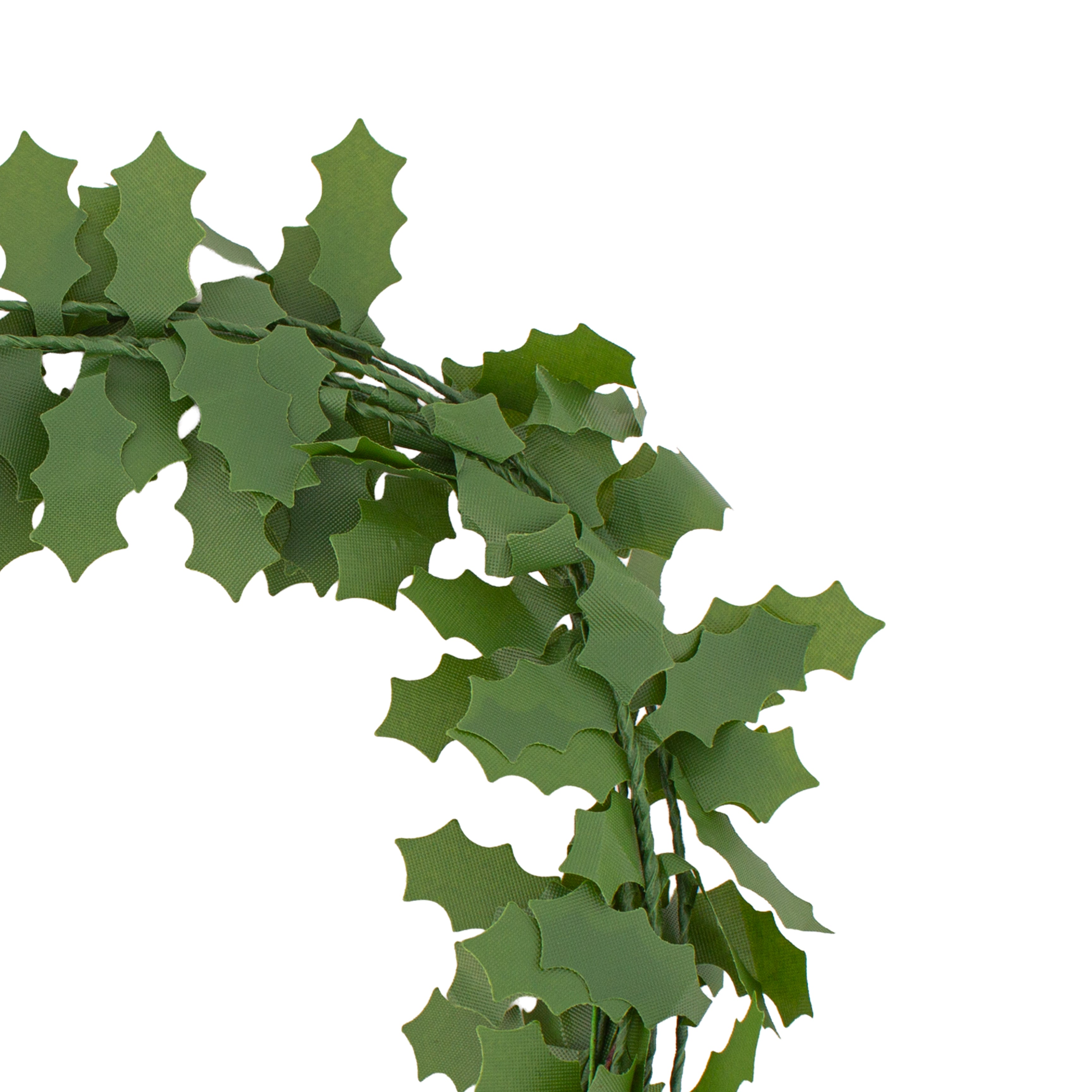Christmas Holly Leaf Garland with Berries Wired Green 3cm 1pc