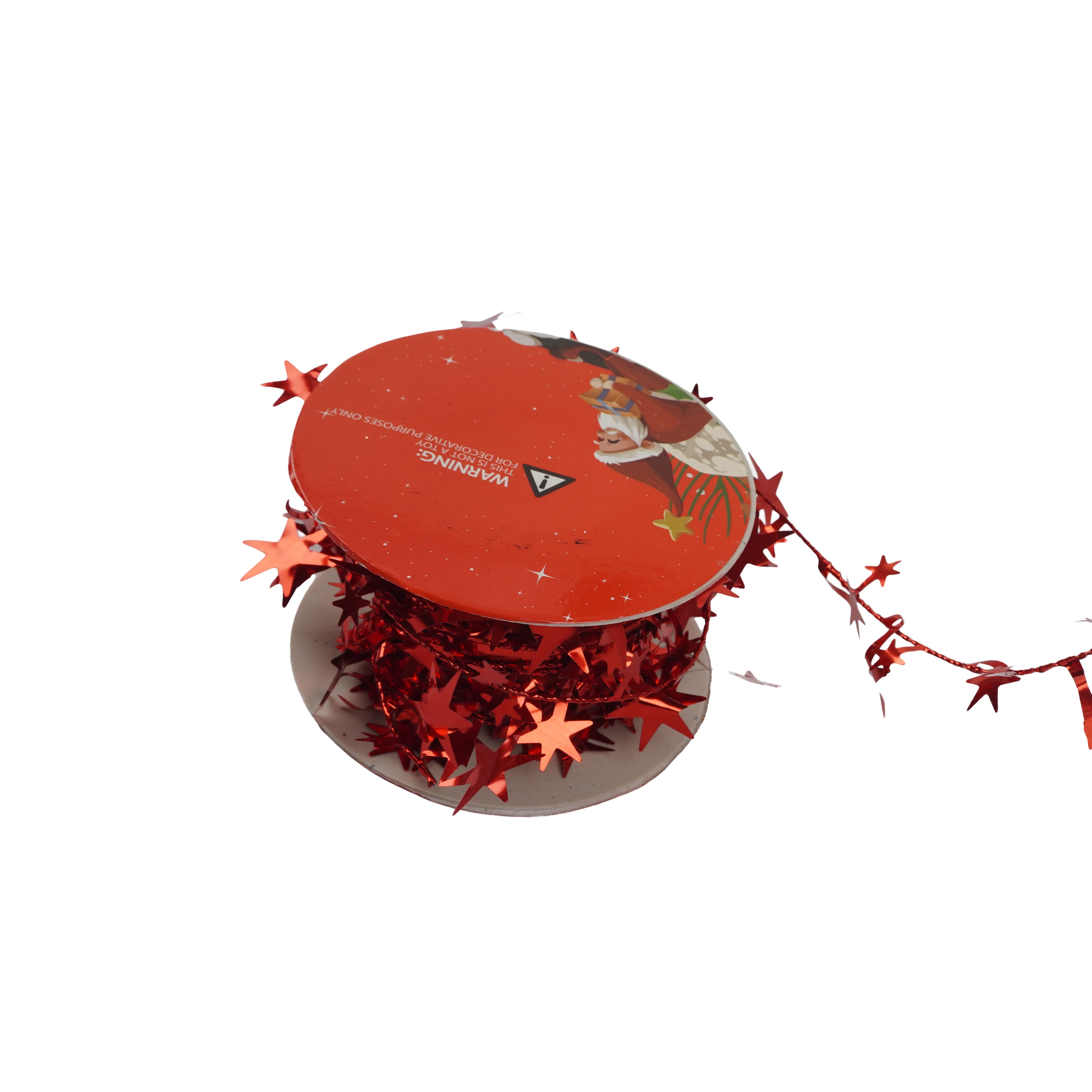 Christmas Star Tinsel Garland Wired Red 7.5m 1Roll