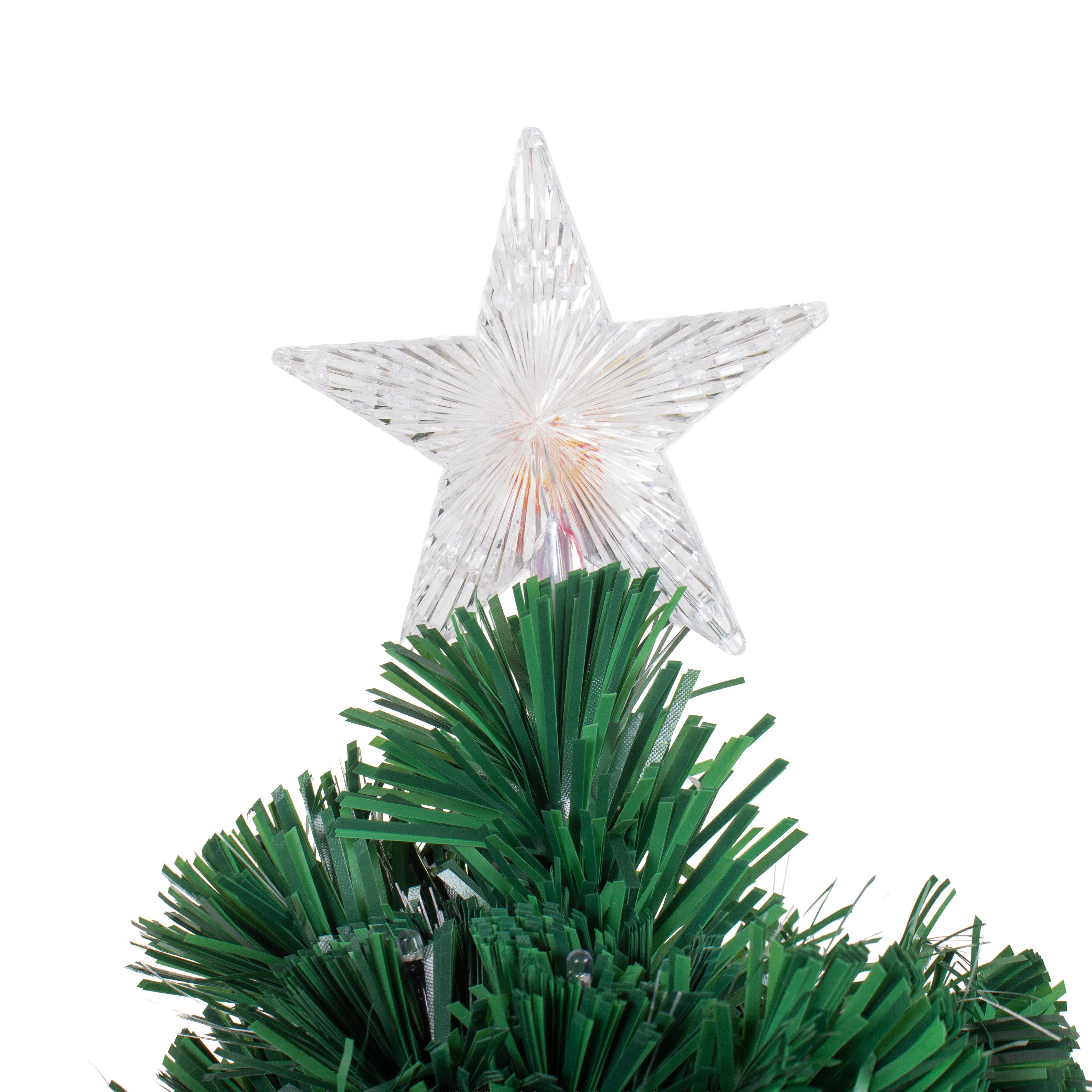 4 Feet - Christmas LED Fibre Optic Tree with Colour Changing Lights & Star 140 Branches 1pc + (Ornaments Combo)
