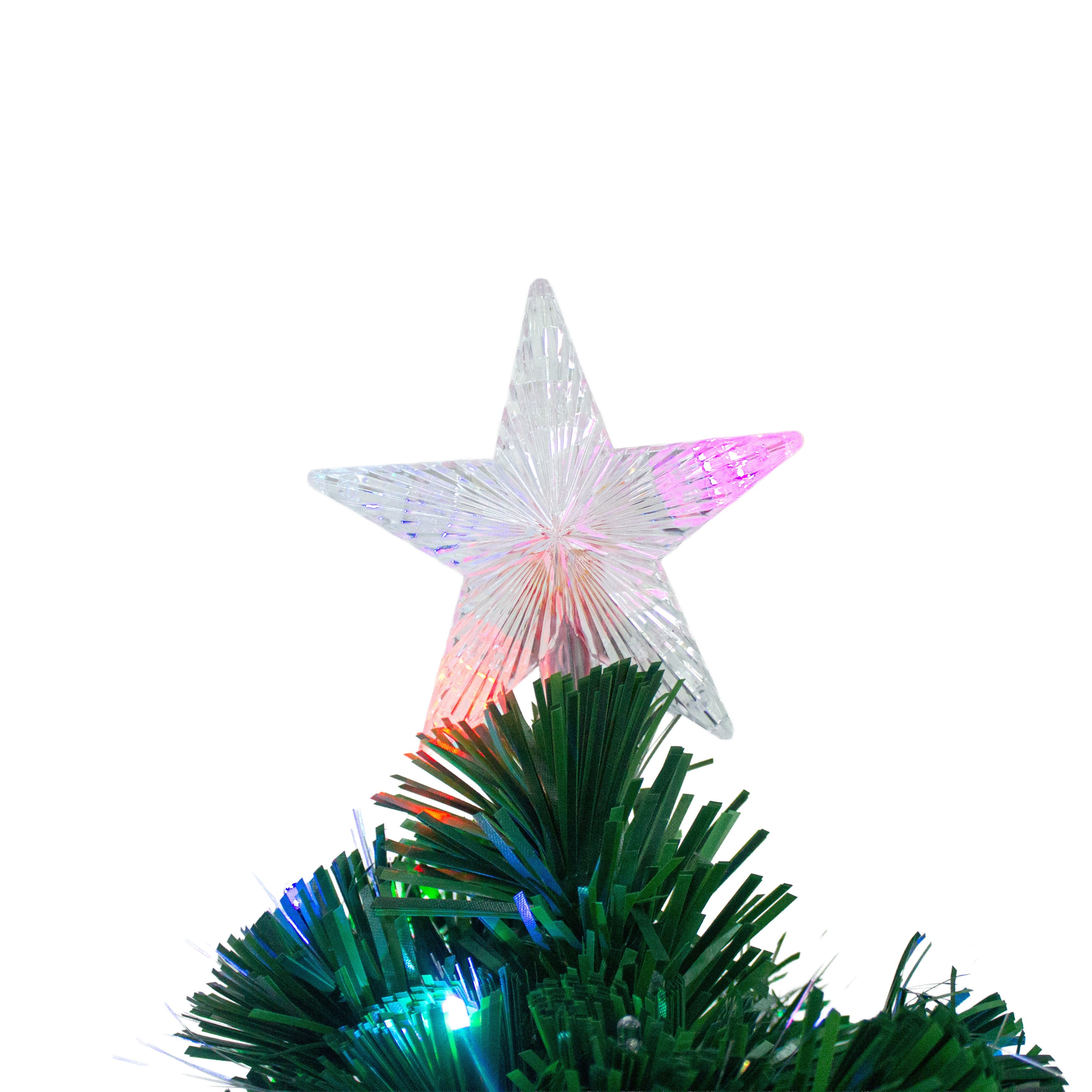 4 Feet - Christmas LED Fibre Optic Tree with Colour Changing Lights & Star 140 Branches 1pc + (Ornaments Combo)