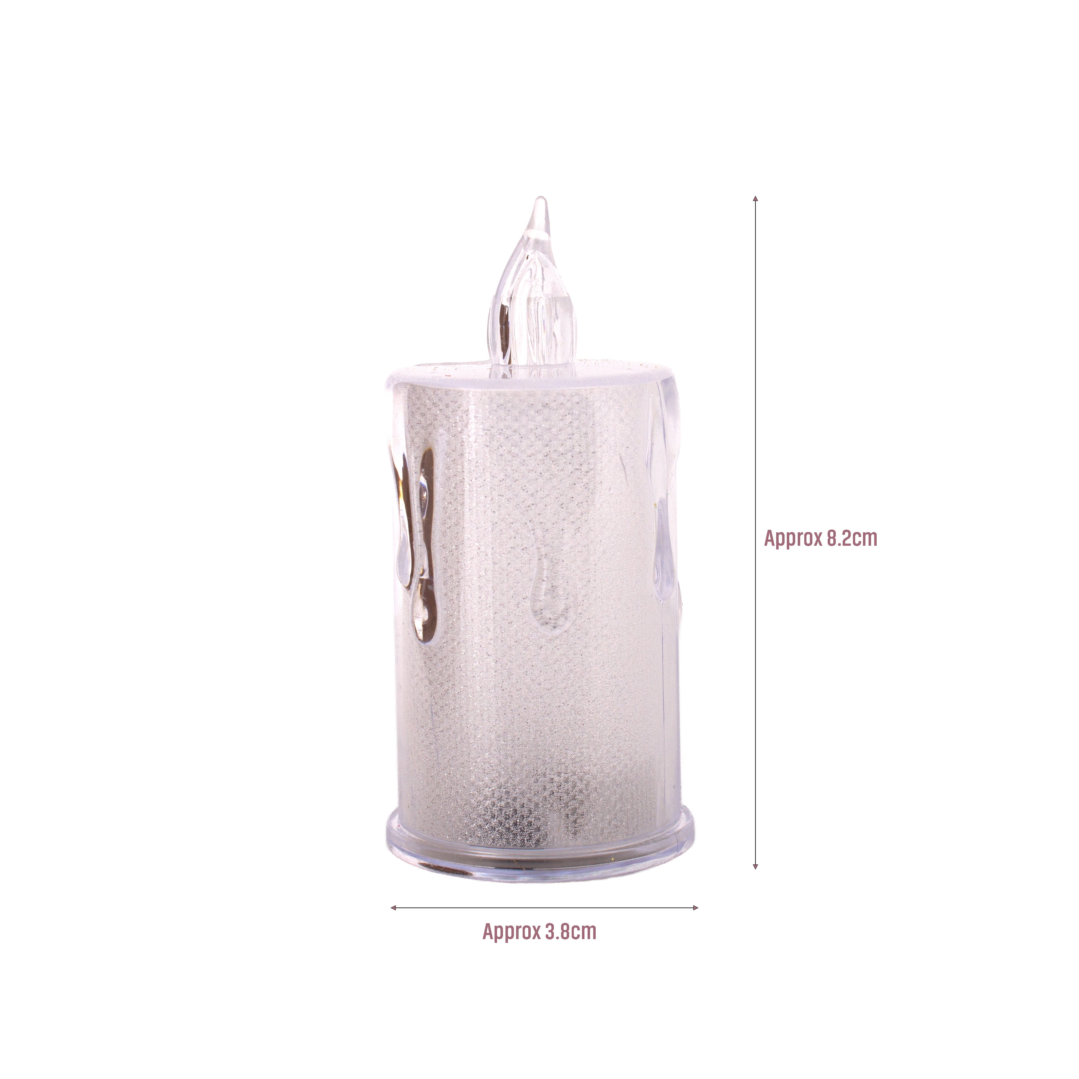 Smokeless Crystal Acrylic LED Candles Warm light 7.6cm 1pc