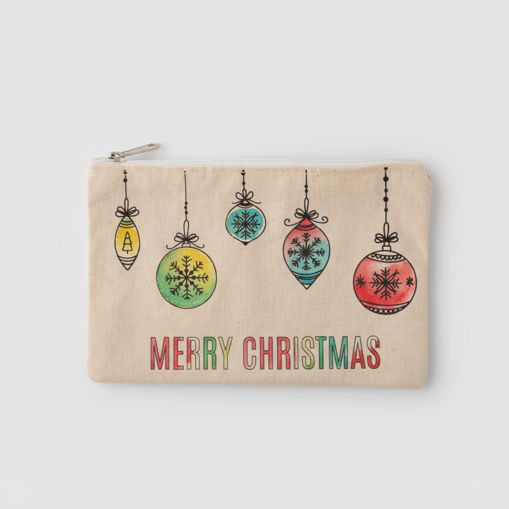 Christmas Pre-Printed Colour Your Own Zipper Pouch Ho Ho Ho Approx 8 x 5inch 1Pouch