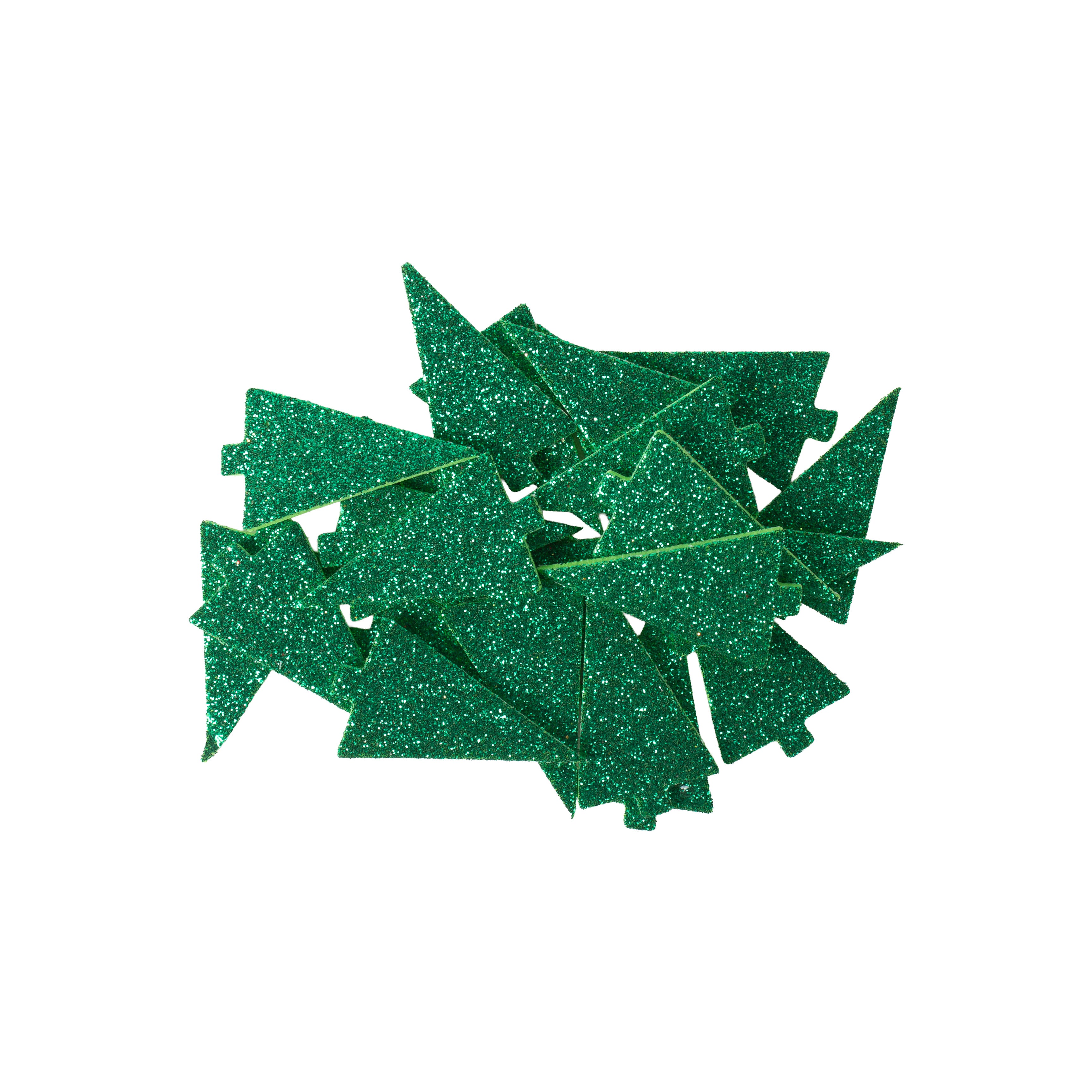 Christmas Self Adhesive Sparkle Fun Foam Shape Pine Green 24pc