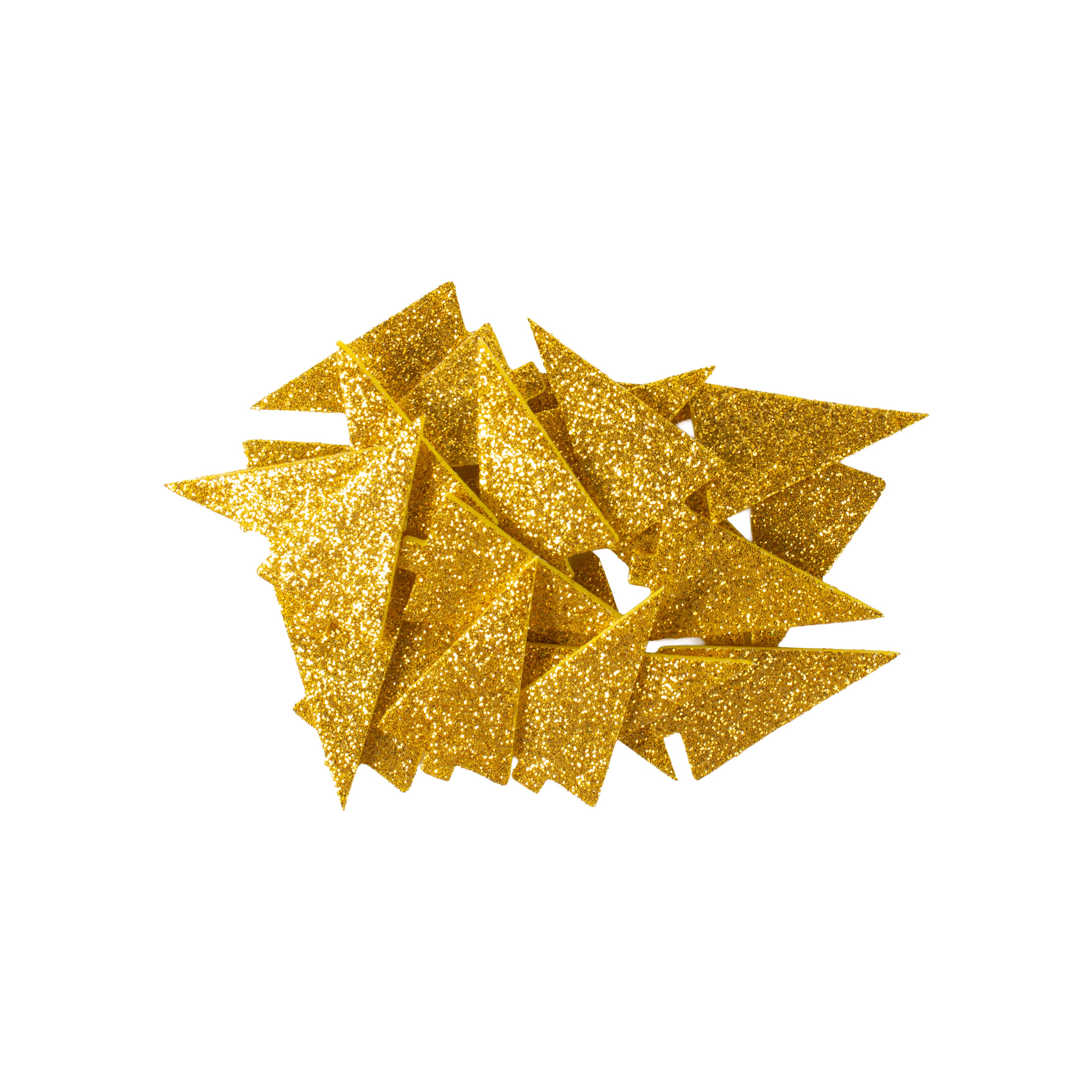 Christmas Self Adhesive Sparkle Fun Foam Shape Pine Gold 24pc