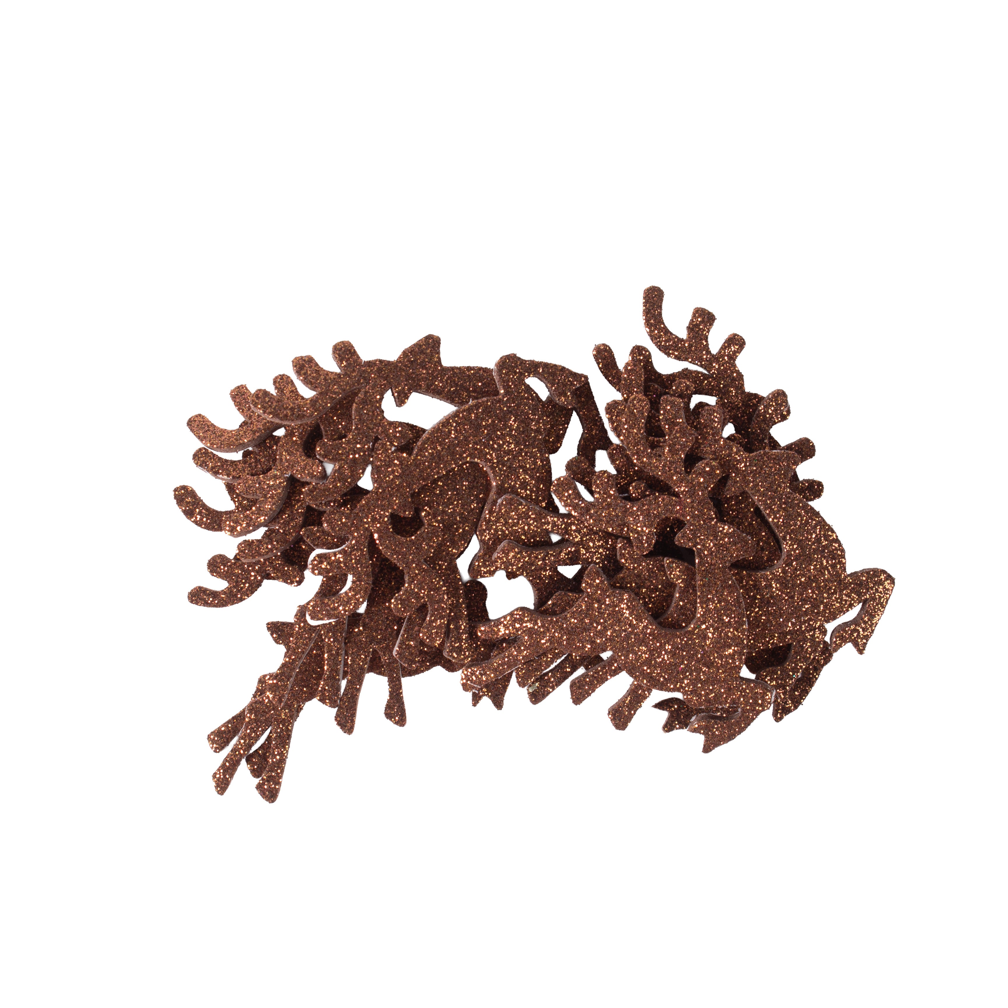 Christmas Self Adhesive Sparkle Fun Foam Shape Reindeer Bronze Shimmer 12pc