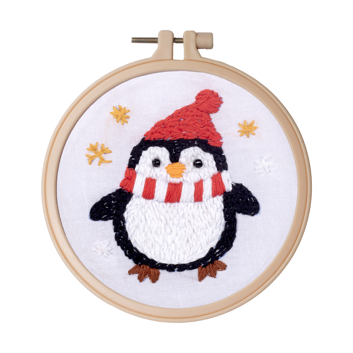 Christmas Embroidery Decor Kit Penguin & Poinsettia Makes-2 1Box