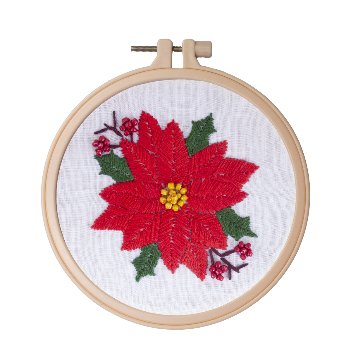 Christmas Embroidery Decor Kit Penguin & Poinsettia Makes-2 1Box