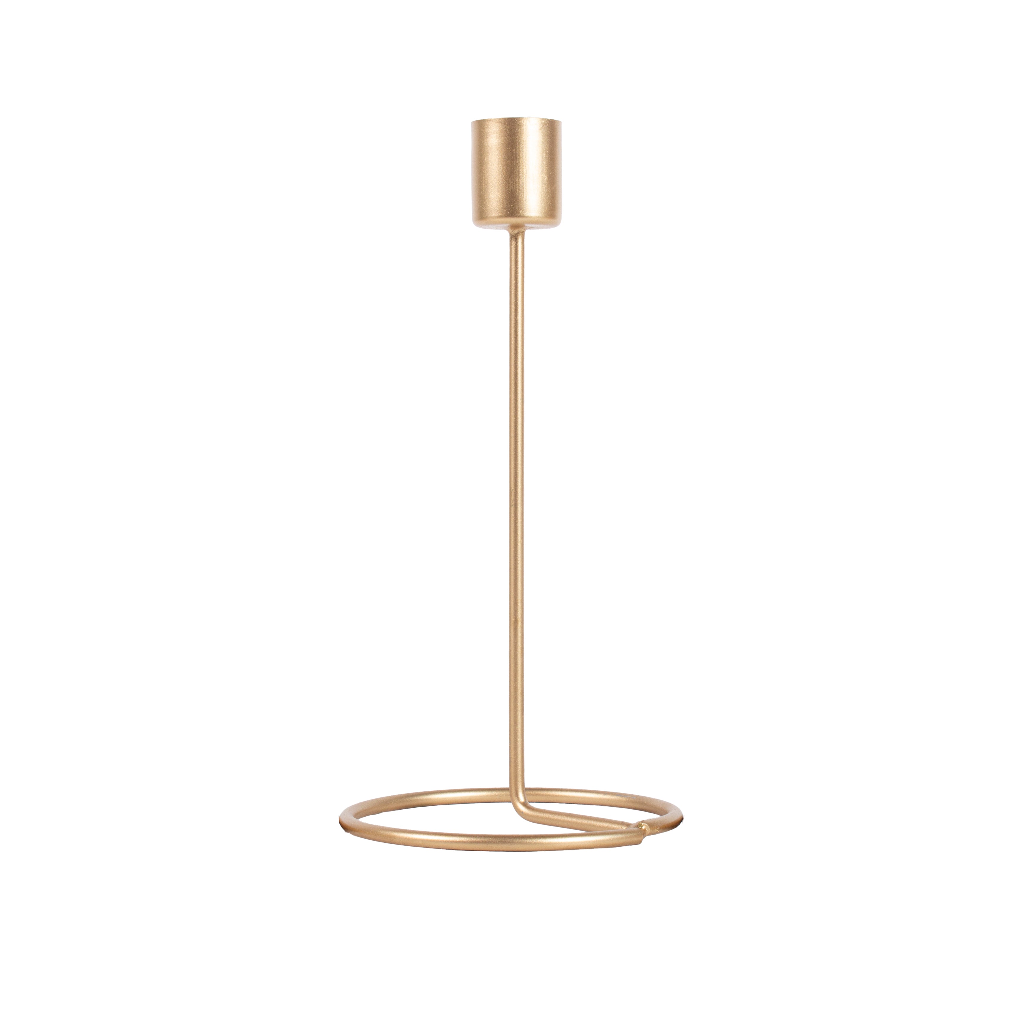 Metallic Round Candle Gold & Metal Candlestick Holder (Large) Combo
