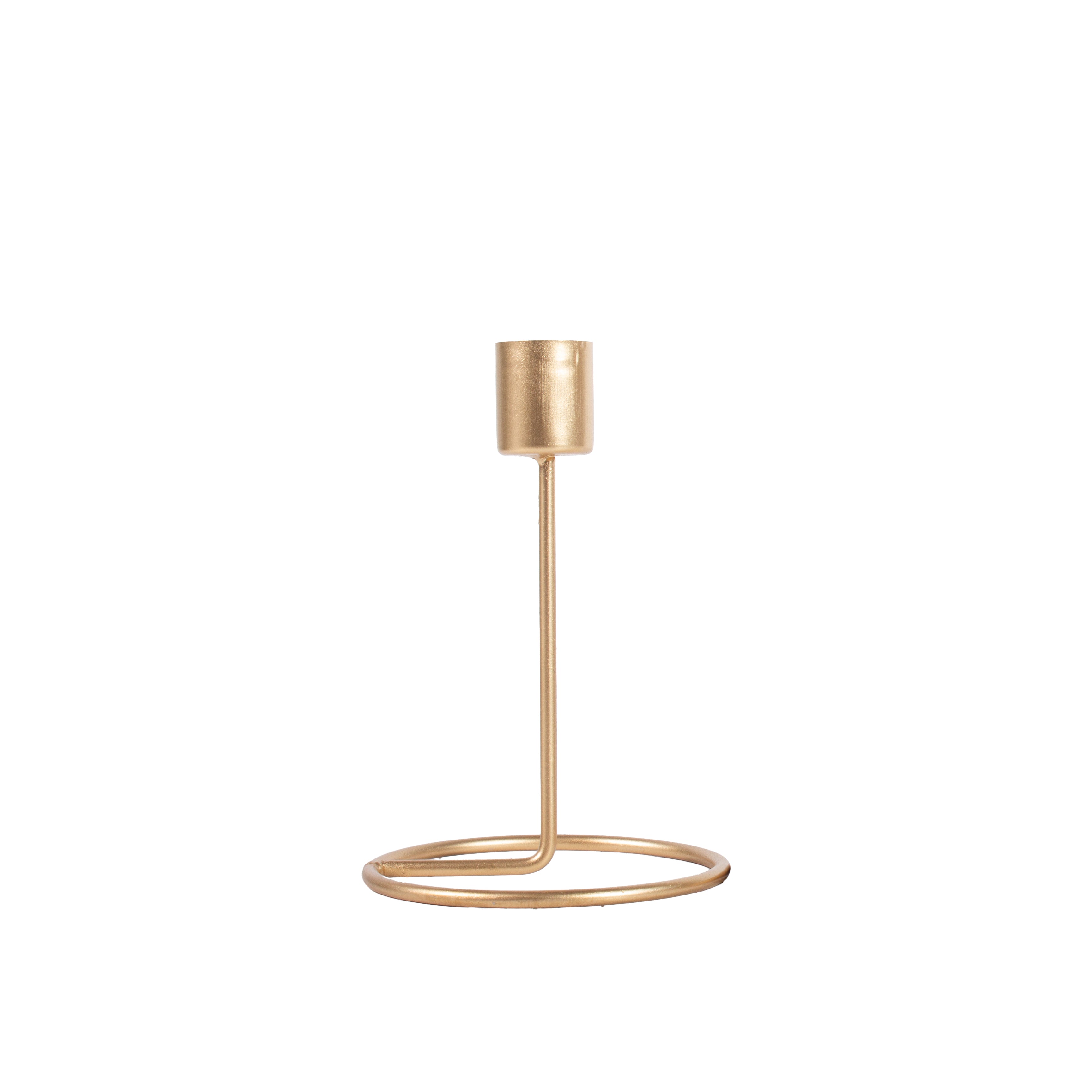 Metallic Round Candle Gold & Metal Candlestick Holder (Small) Combo