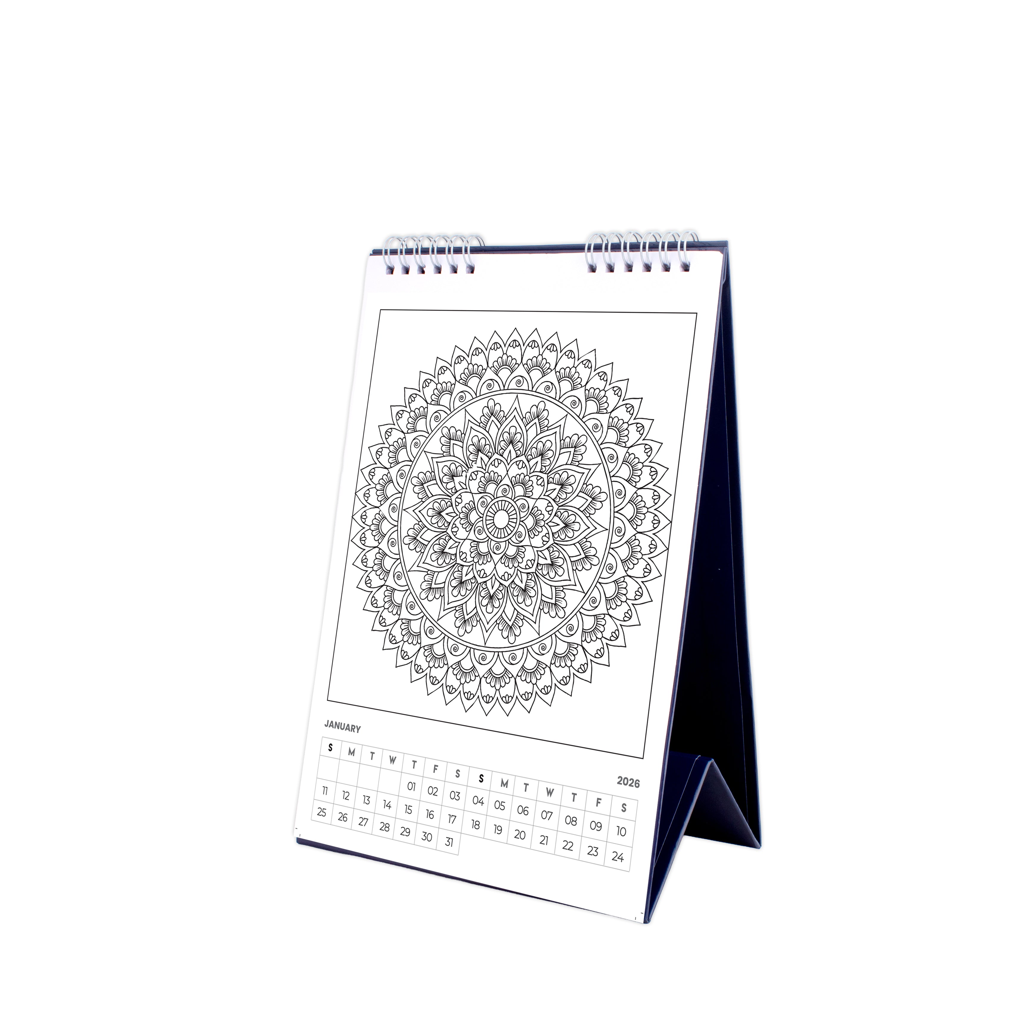 Colouring Desk Calendar 2026 Mandala Moments 6.7 X 10inch 12 Sheets 1pc