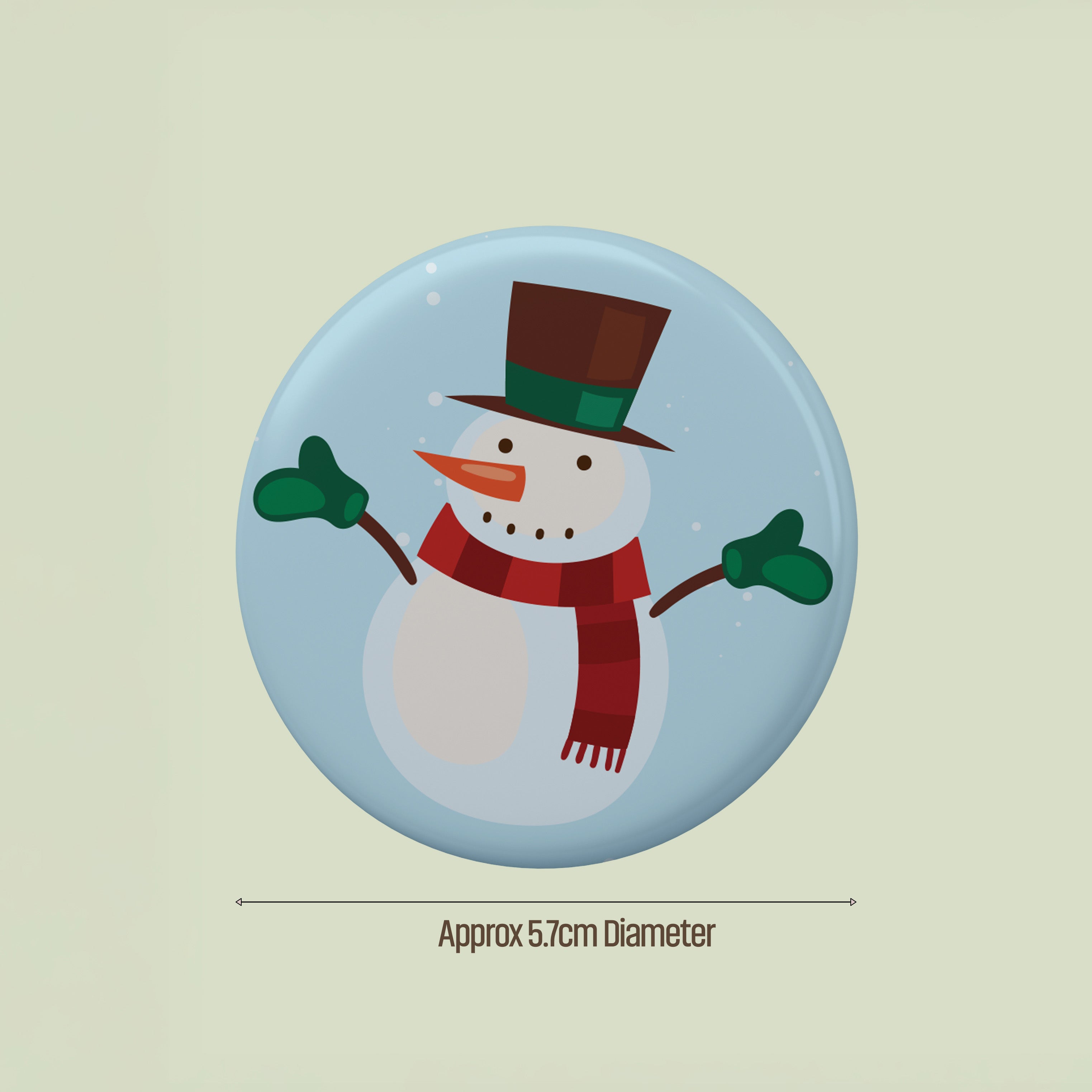 Christmas Metal Pin Badge for Kids & Adults Snowman 58mm 1pc
