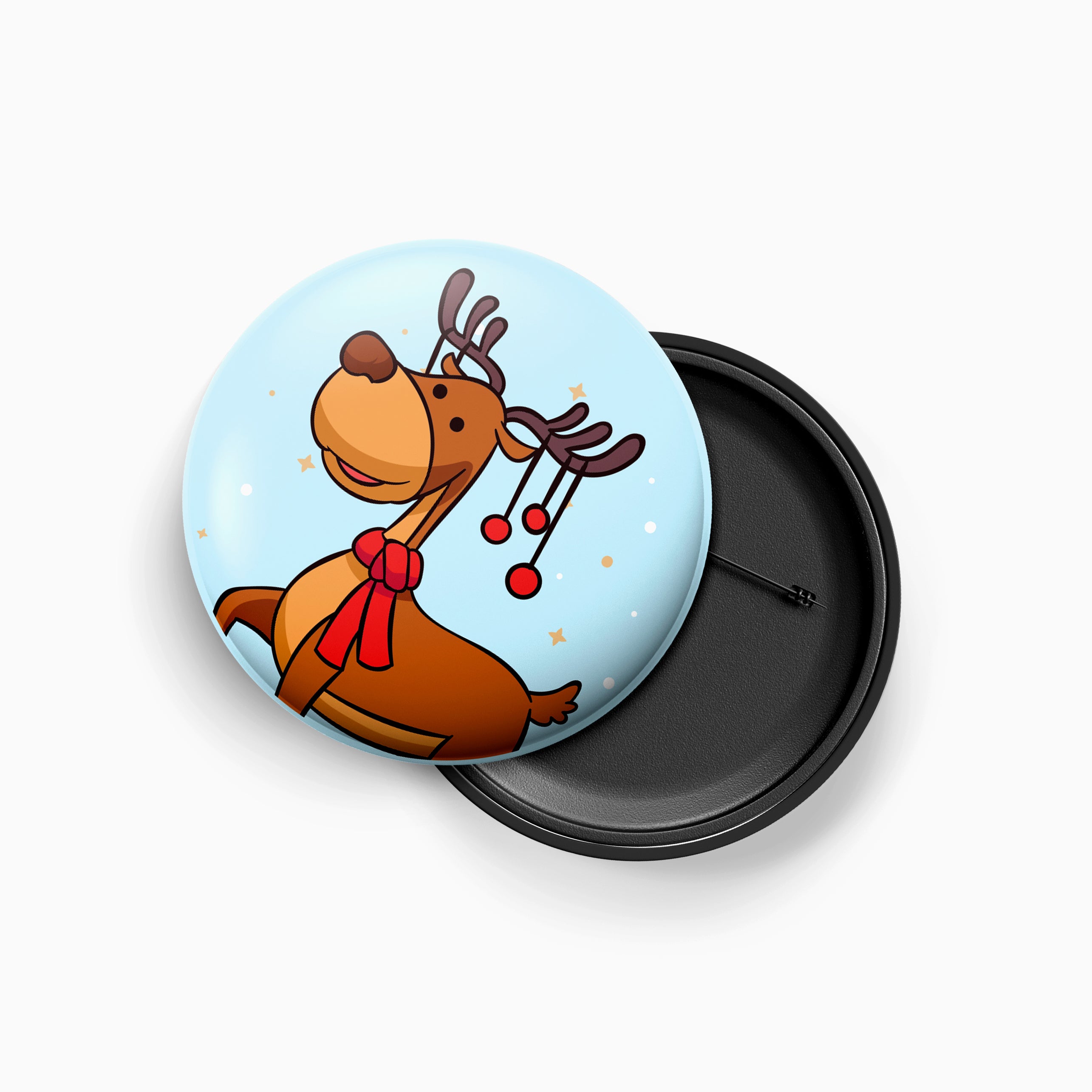 Christmas Metal Pin Badge for Kids & Adults Reindeer 58mm 1pc