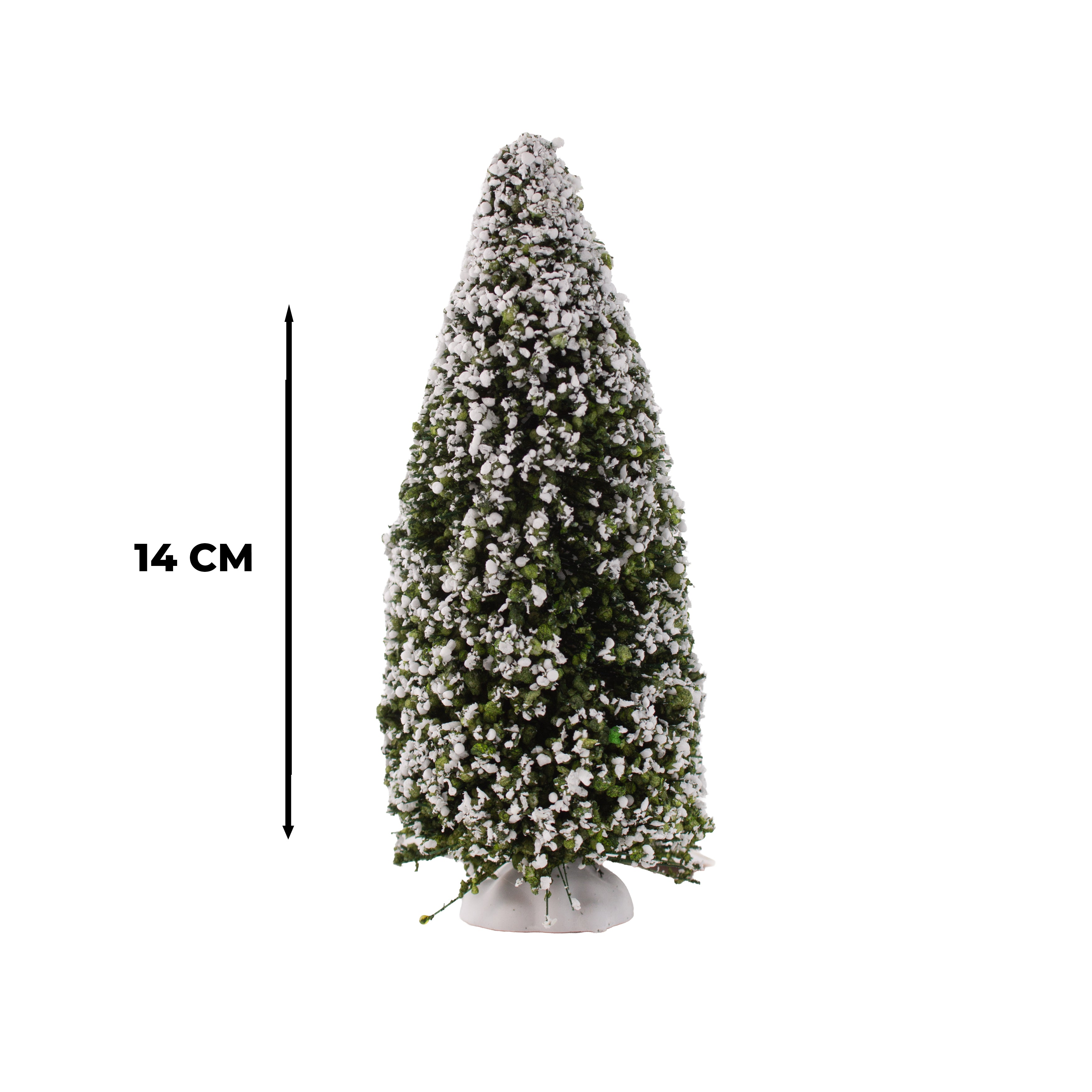 Flocked Bristle Tree with White Base Snow 14cm 1pc