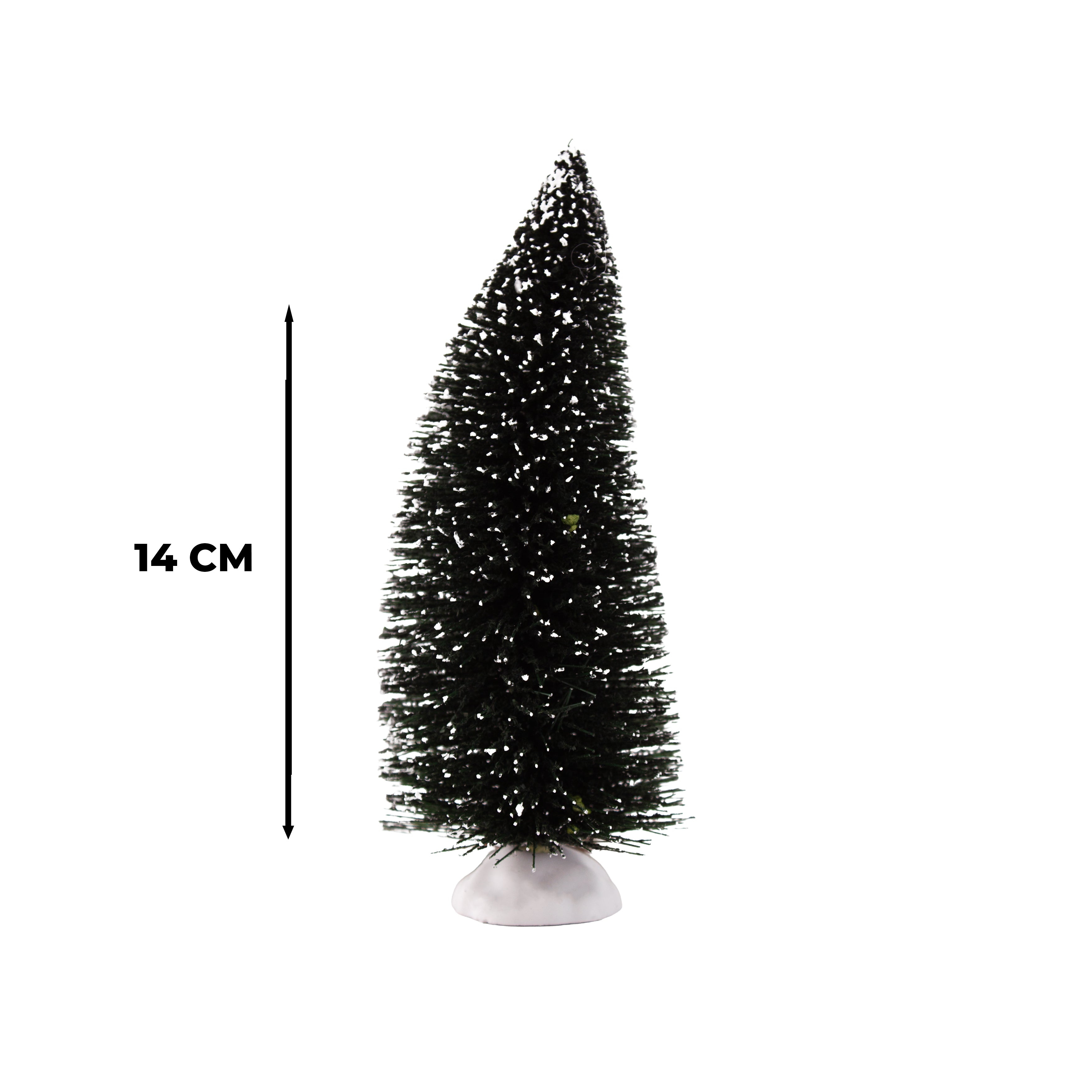 Flocked Bristle Tree with White Base Pine Tree With Snow 14cm 1pc