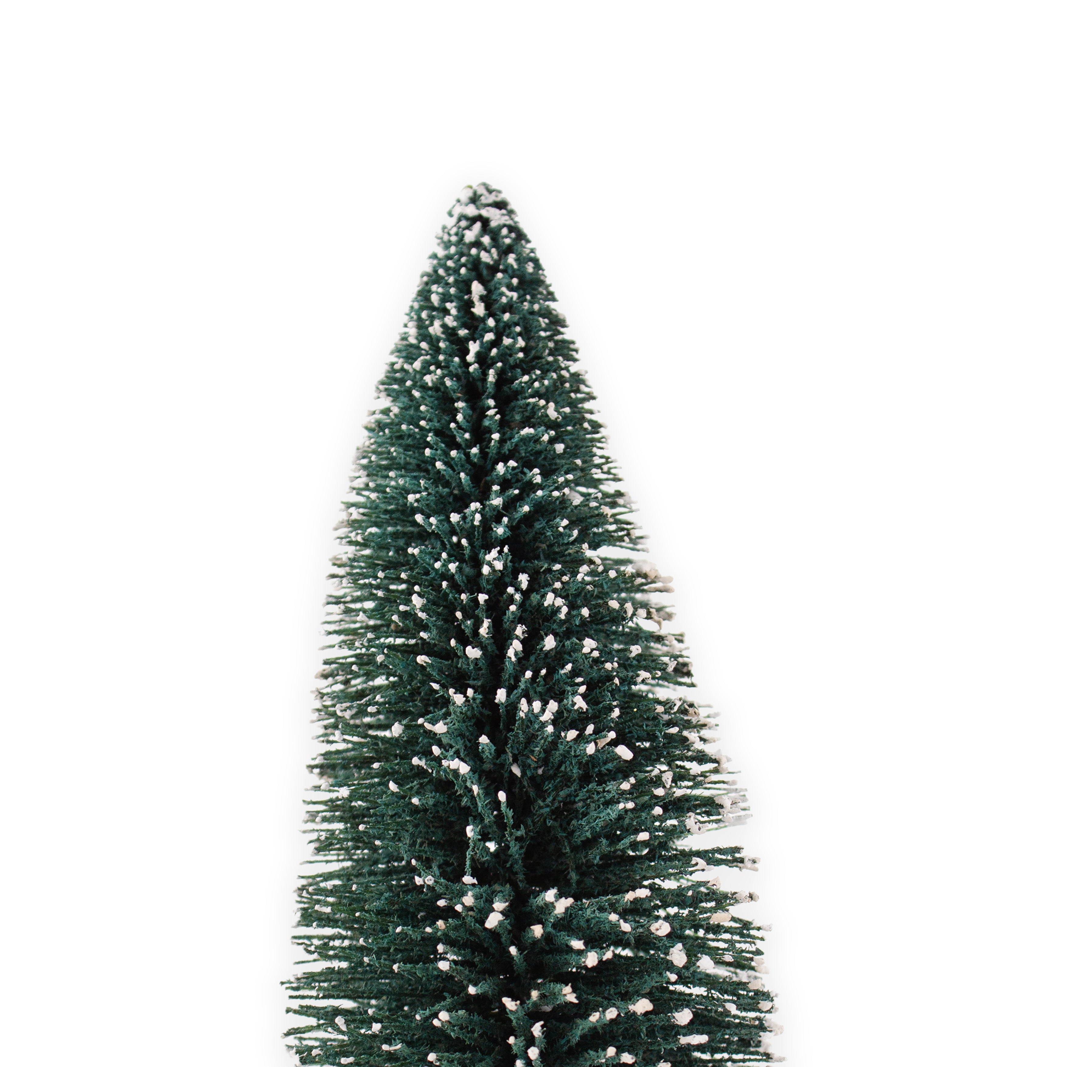 Flocked Bristle Tree with White Base Pine Green Tree With Snow 14cm 1pc