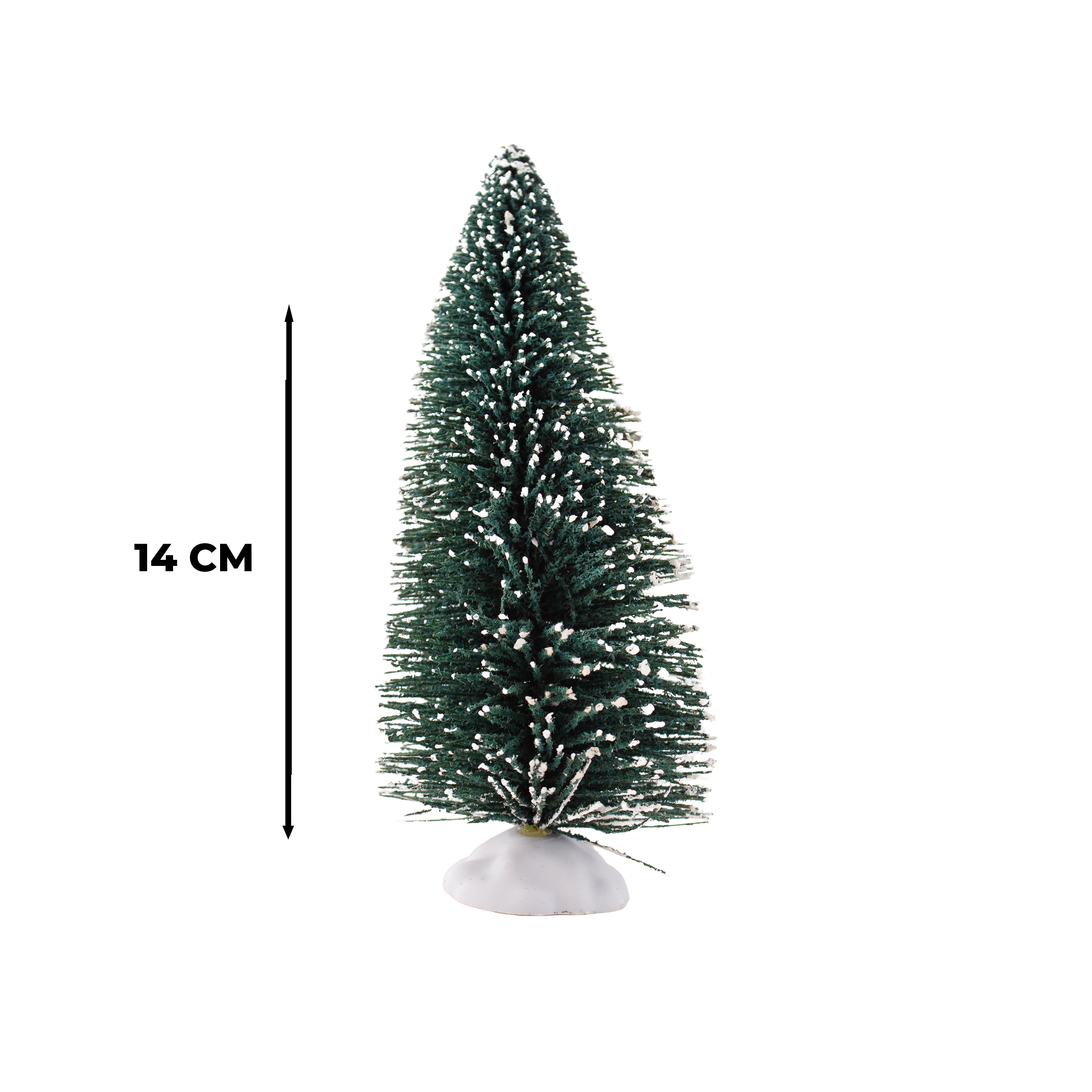 Flocked Bristle Tree with White Base Pine Green Tree With Snow 14cm 1pc