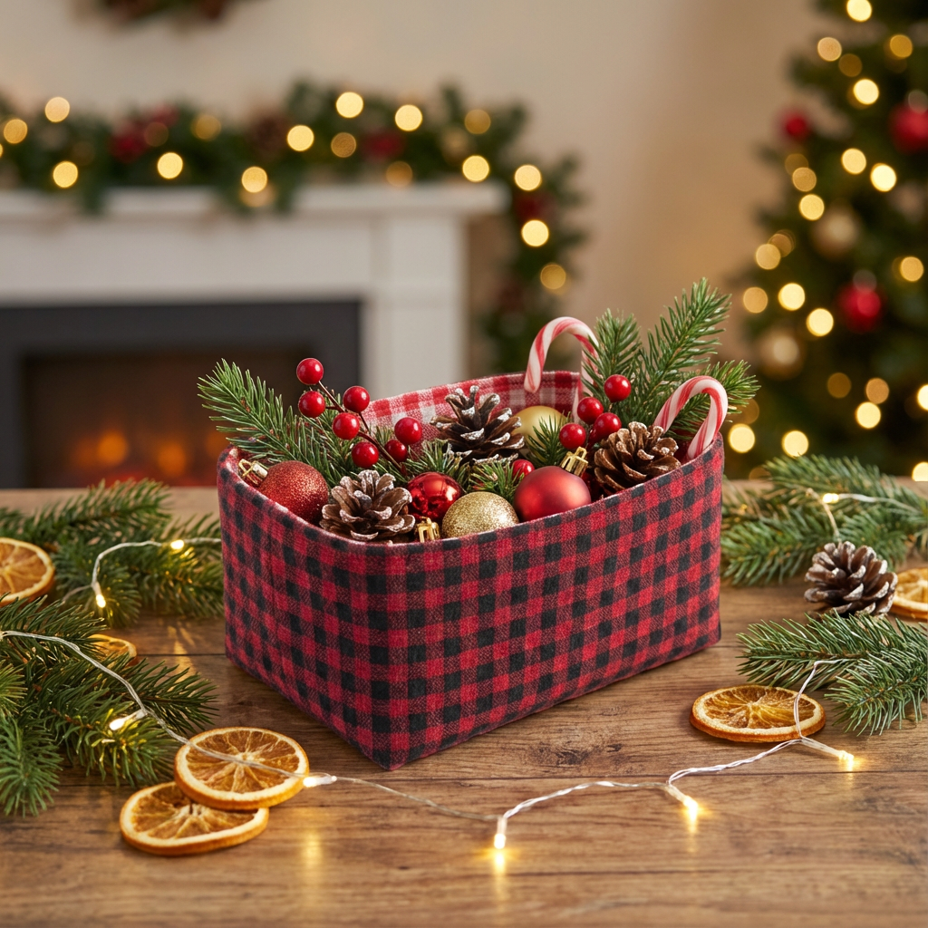 Fabric Reversible Basket 6 x 7 x3inch 1pc