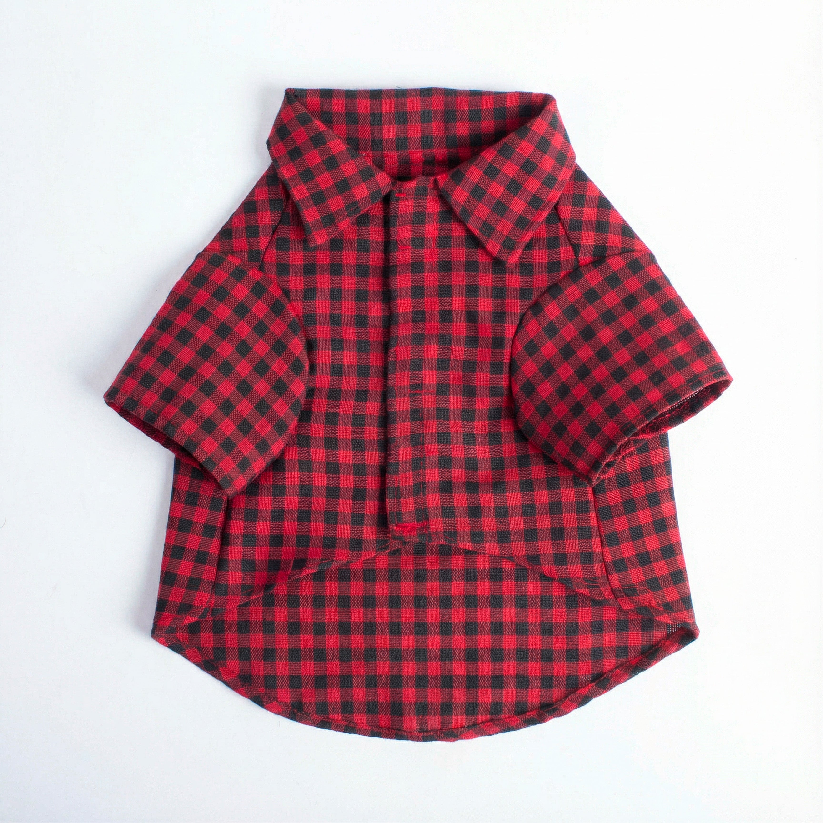 Cotton Dog Shirt Black & Red Gingham Medium 8 To 15kg 1pc