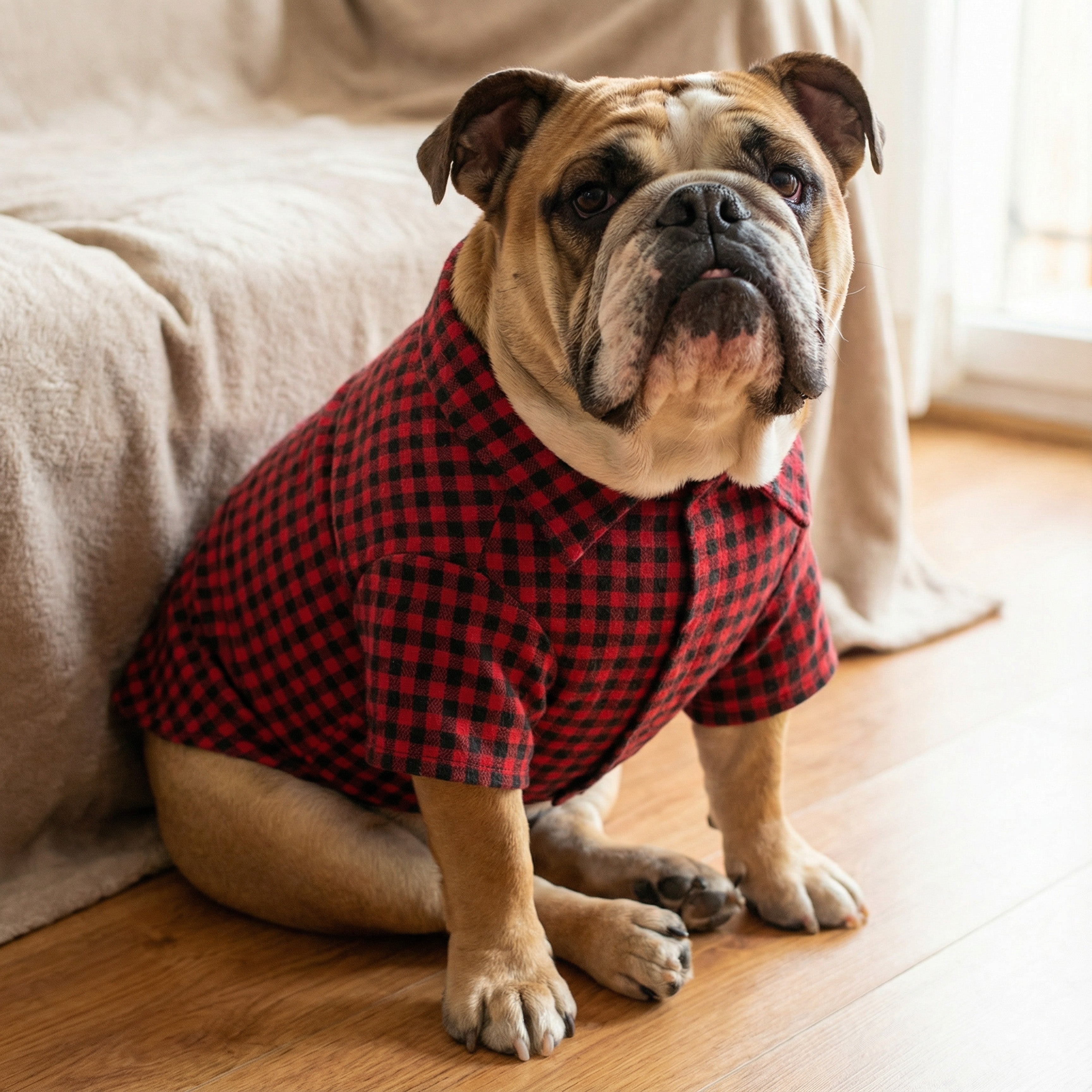 Cotton Dog Shirt Black & Red Gingham Big 15 To 20kg 1pc