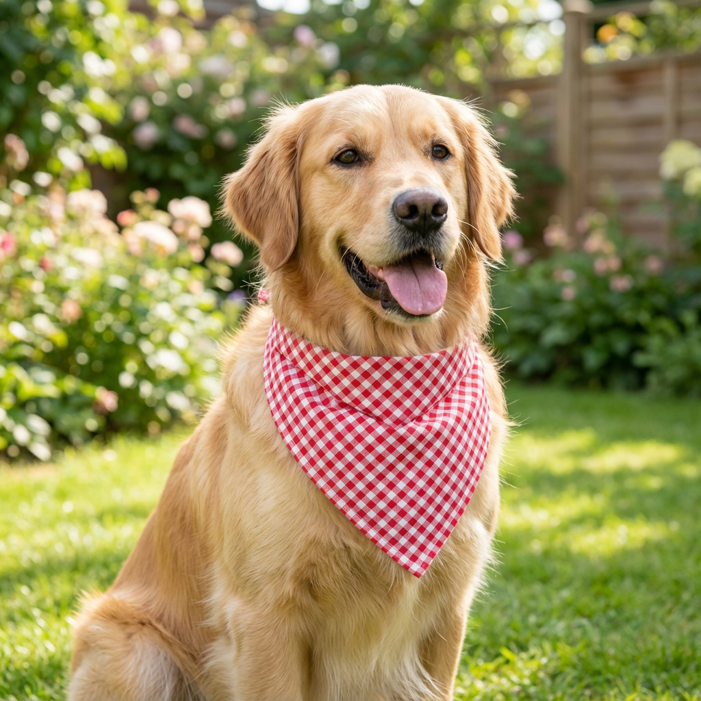 Pet Bandana Red & White Gingham 65cm 1pc