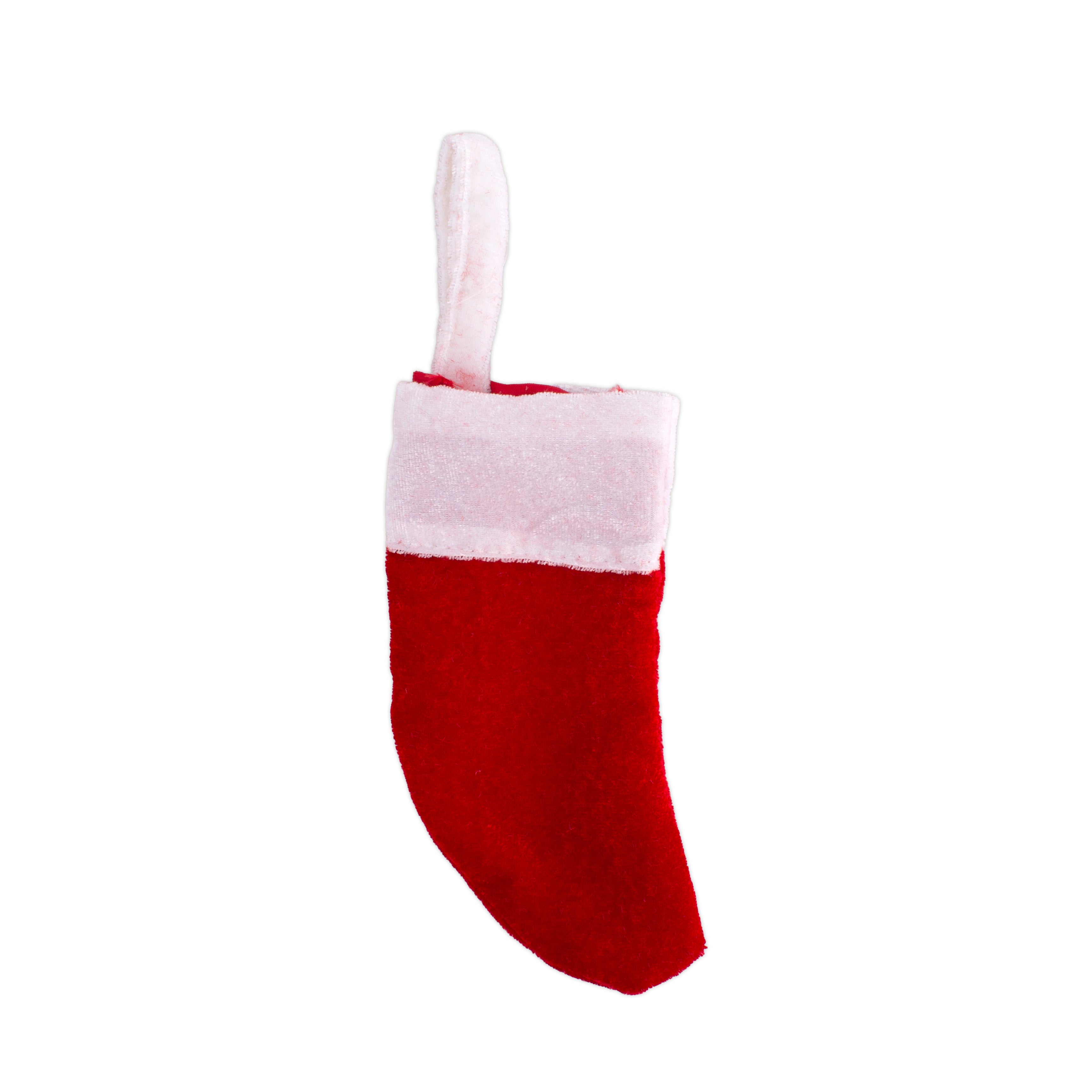 Velvet Stocking Red and white 18 X 9 - 1pc