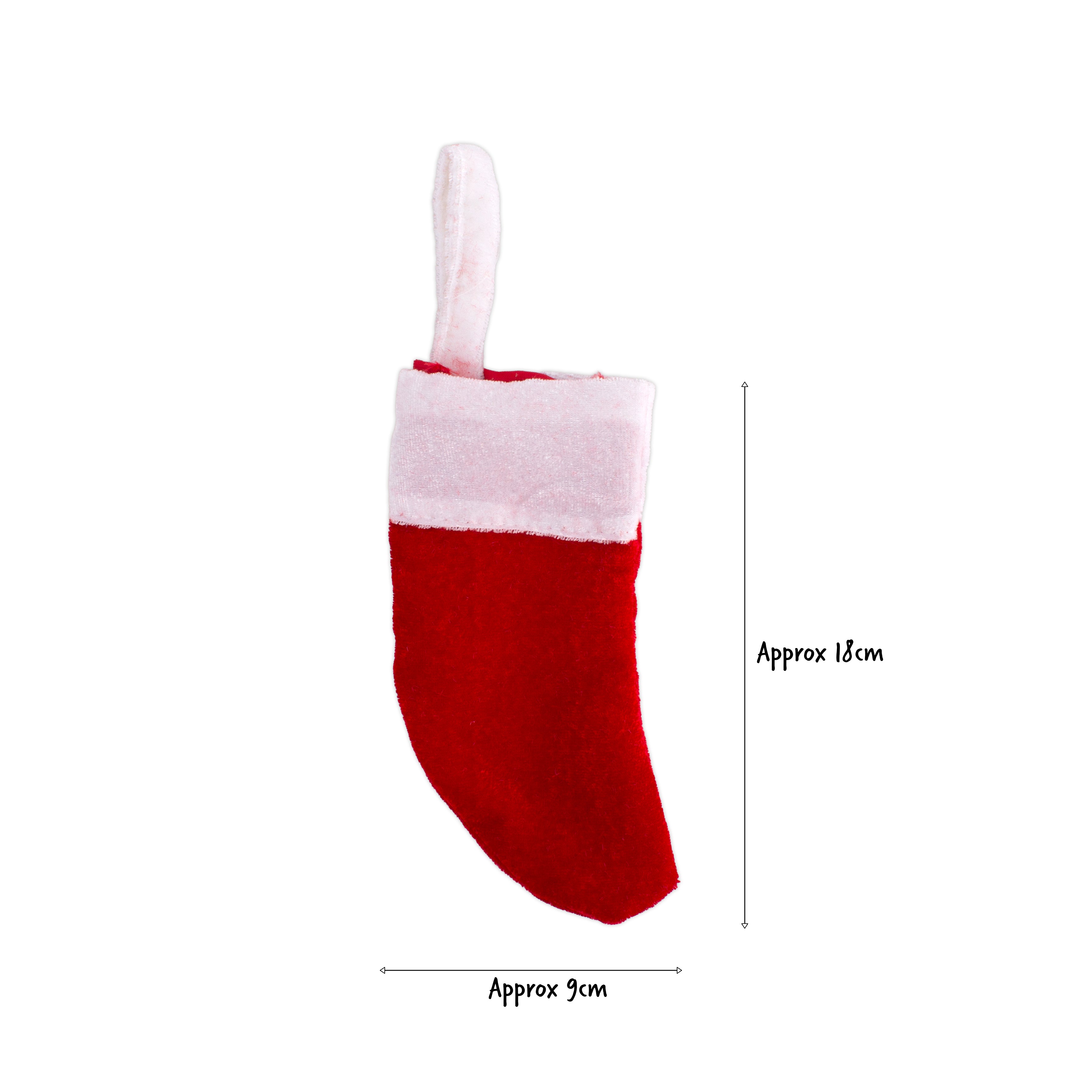 Velvet Stocking Red and white 18 X 9 - 1pc