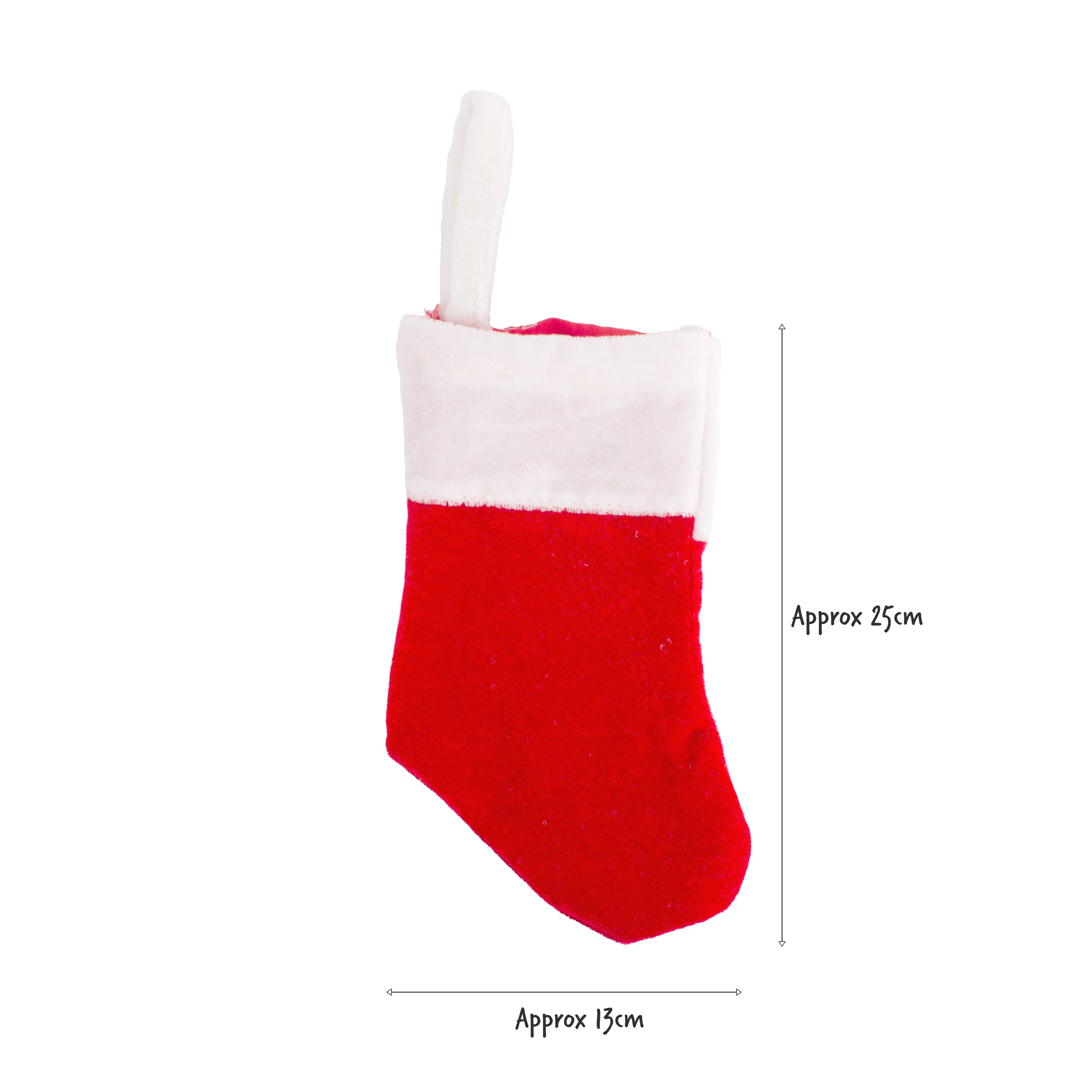 Velvet Stocking Red and white 25 X 13 - 1pc