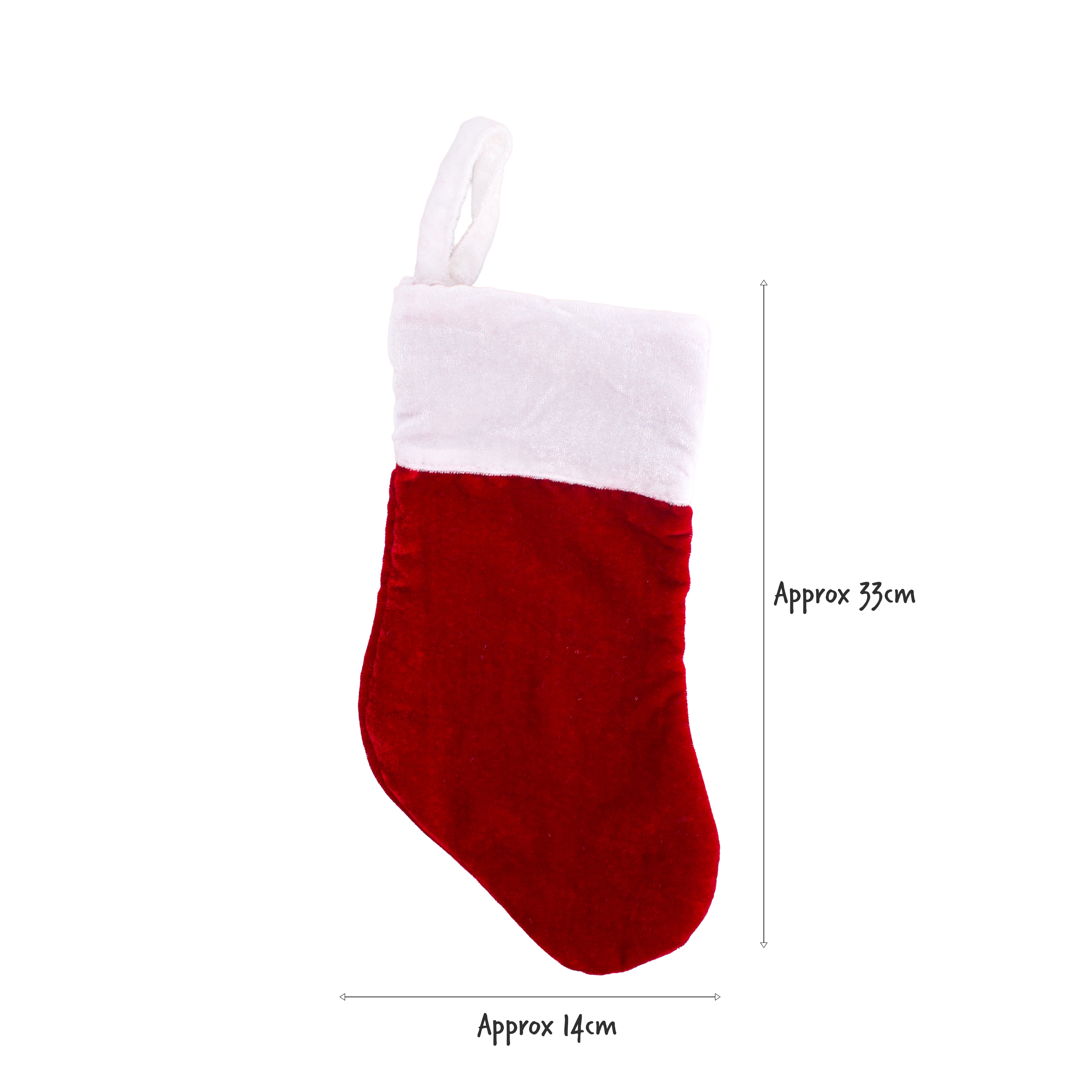 Velvet Stocking Red and white 33 X 14 - 1pc