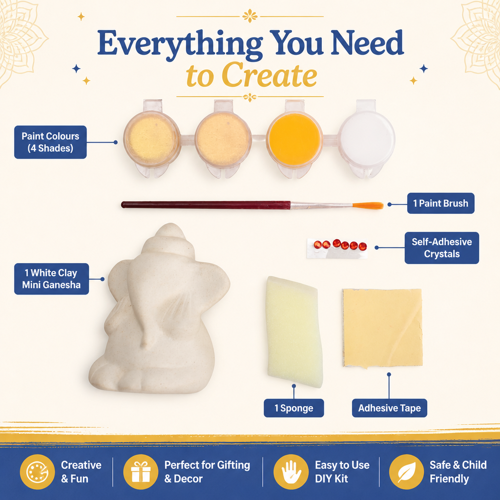DIY Paint Your Mini Ganesha Décor Kit 5 X 8cm 1 BOX