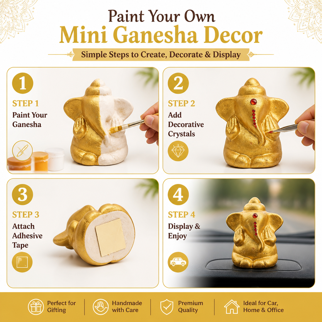 DIY Paint Your Mini Ganesha Décor Kit 5 X 8cm 1 BOX