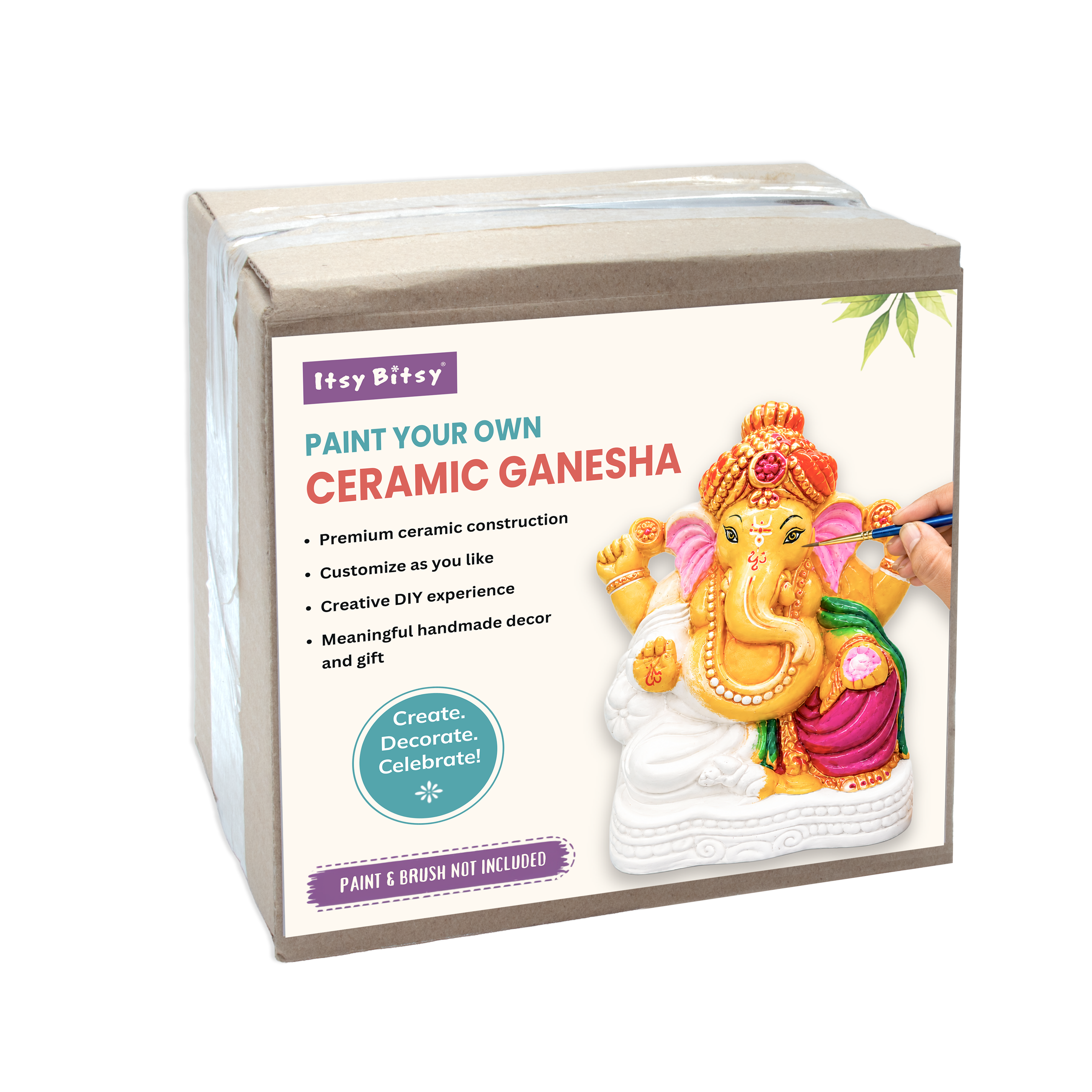 White Ceramic Ganesha 9 X 14cm 1 pc