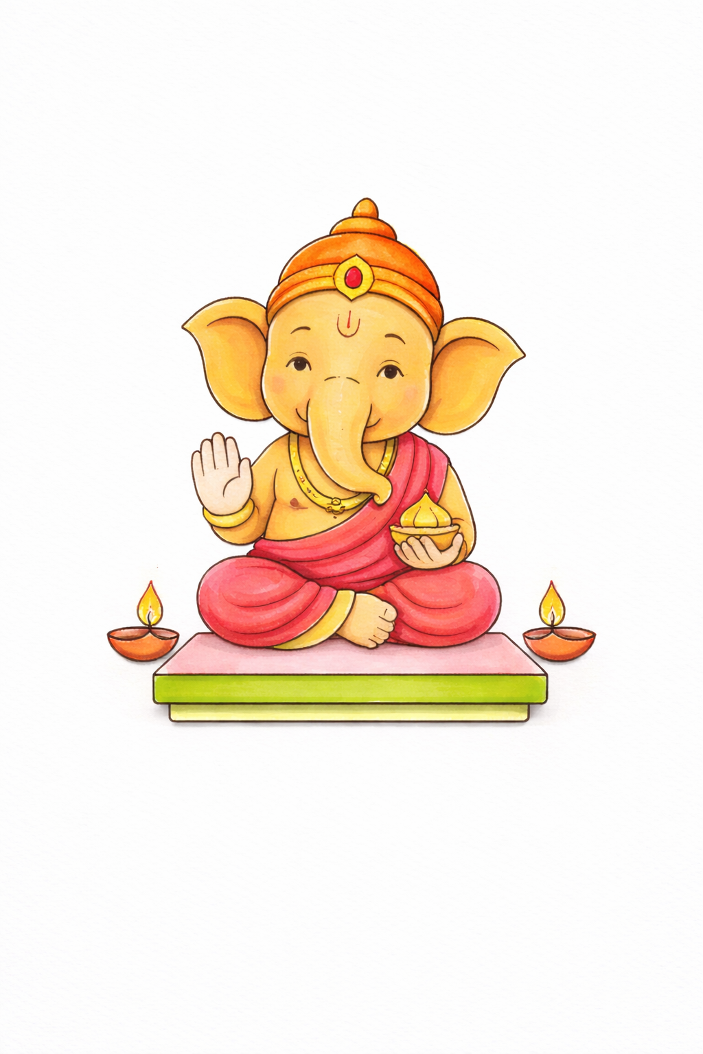 Pre-Printed Paintable Fridge Magnets Lord Ganesha 2pc