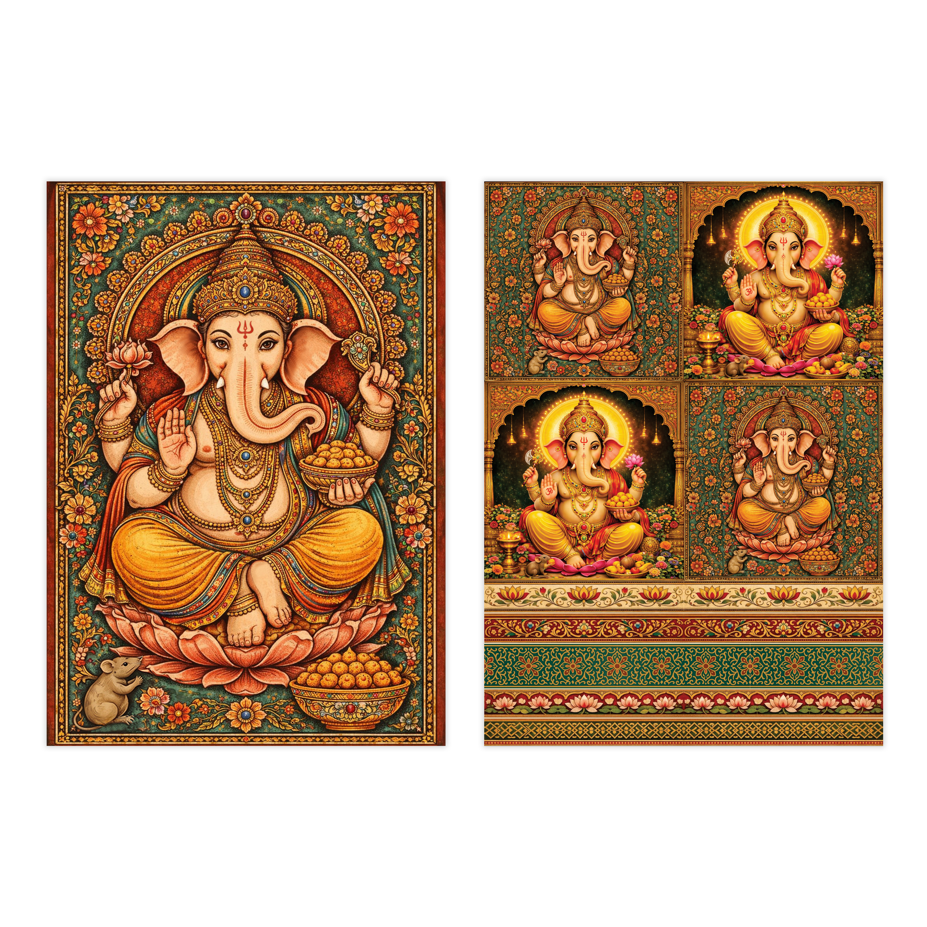 Filament Decoupage Paper Ganesha's Grace 2Designs 60GSM A4 2Sheets