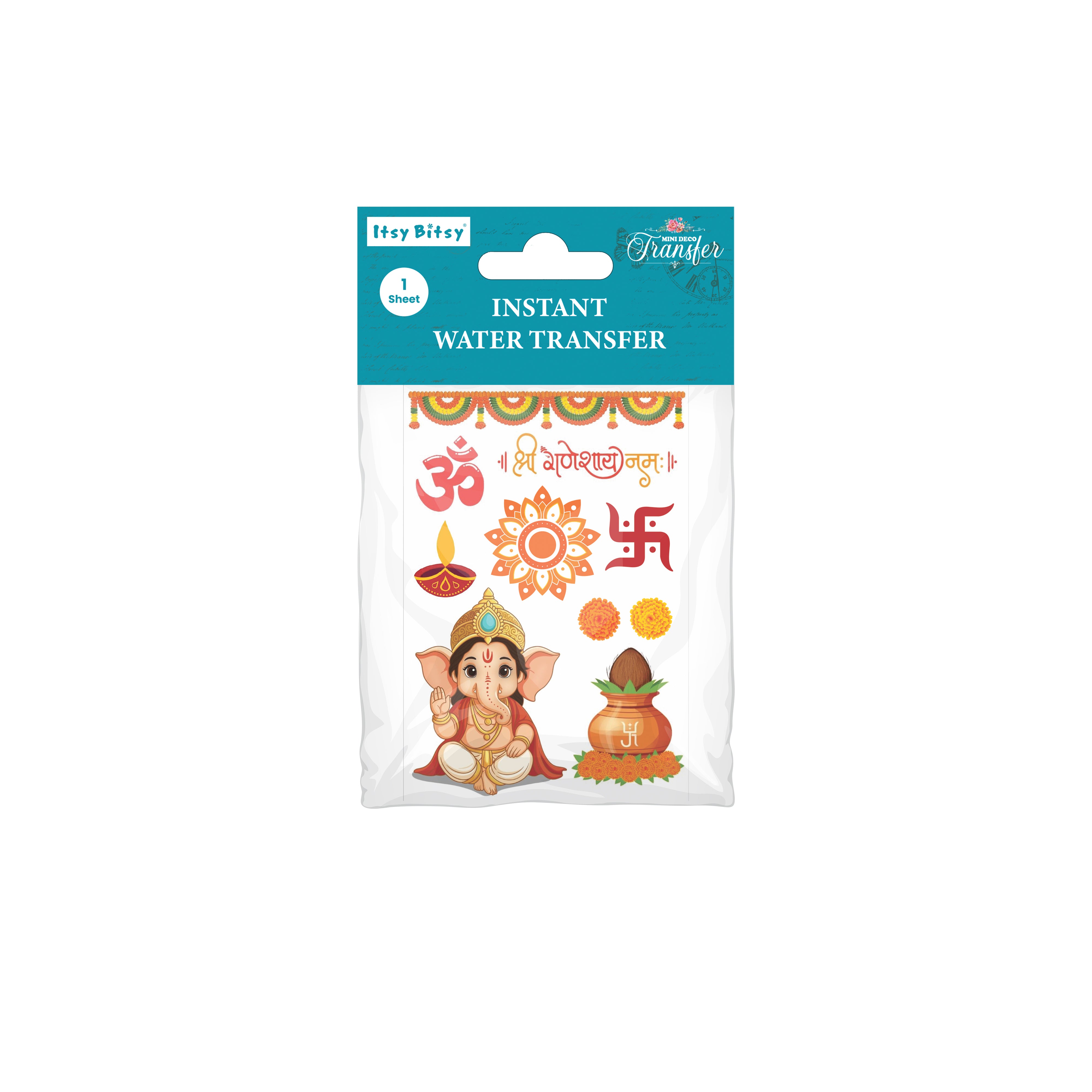Mini Deco Transfer Sheet Shree Ganeshay Namah 3.25 x 4.75inch 1Sheet