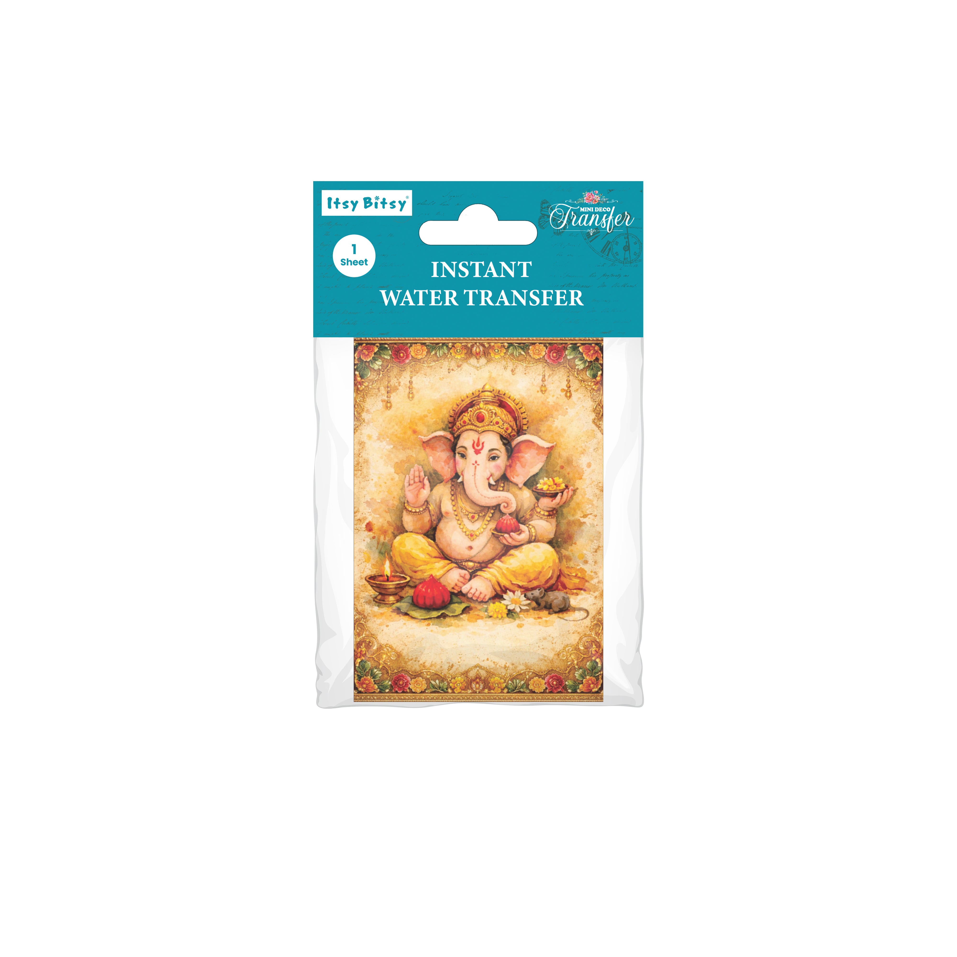 Mini Deco Transfer Sheet Gracious Ganesha 3.25 x 4.75inch 1Sheet