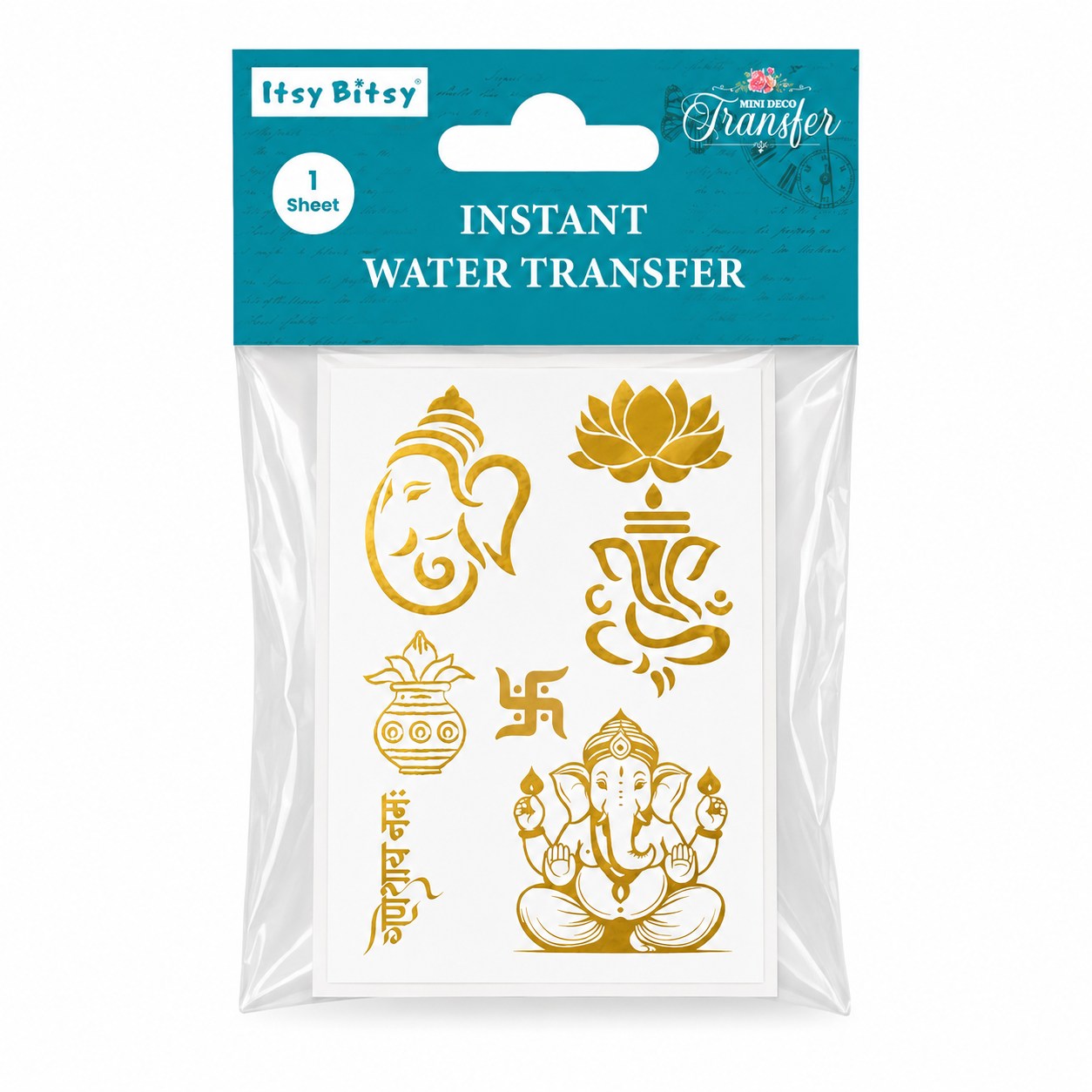 Mini Deco Transfer Sheet Ganeshay Namah 3.25 x 4.75inch 1Sheet