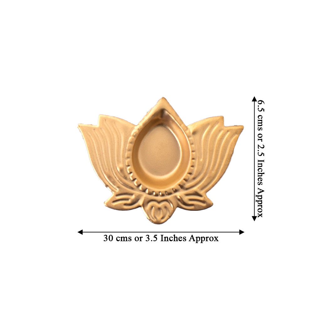 Metal Diya with Base Floral Radiance Gold 9 X 6.5 X 2cm Pack of 4